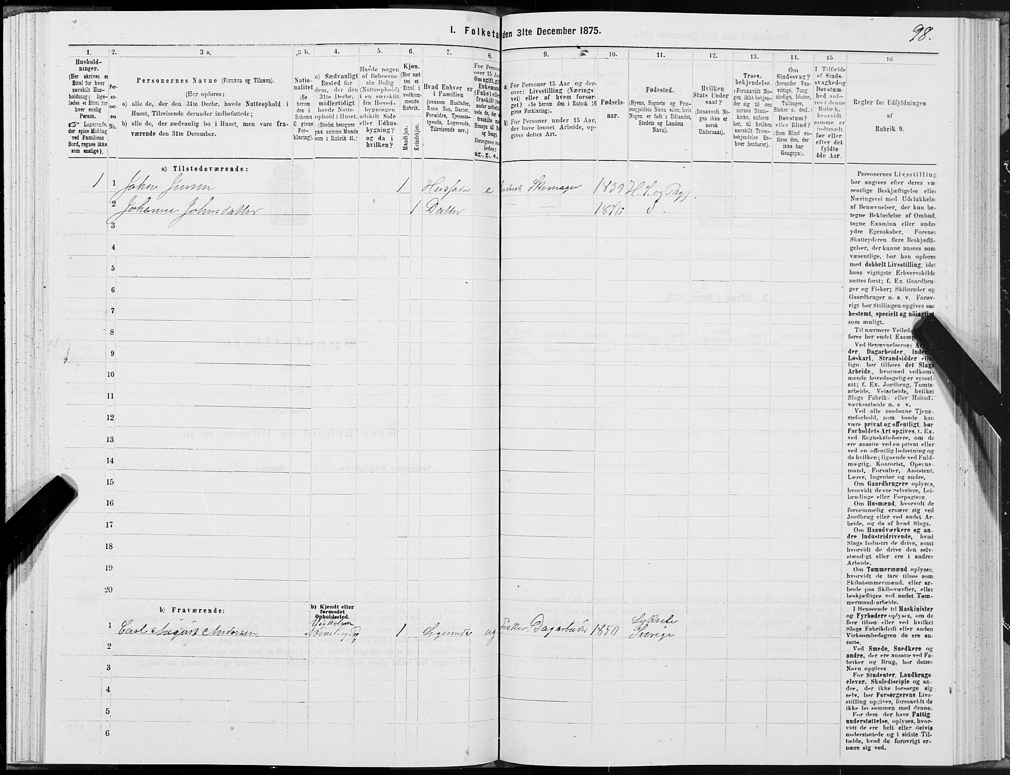 SAT, 1875 census for 1832P Hemnes, 1875, p. 2098