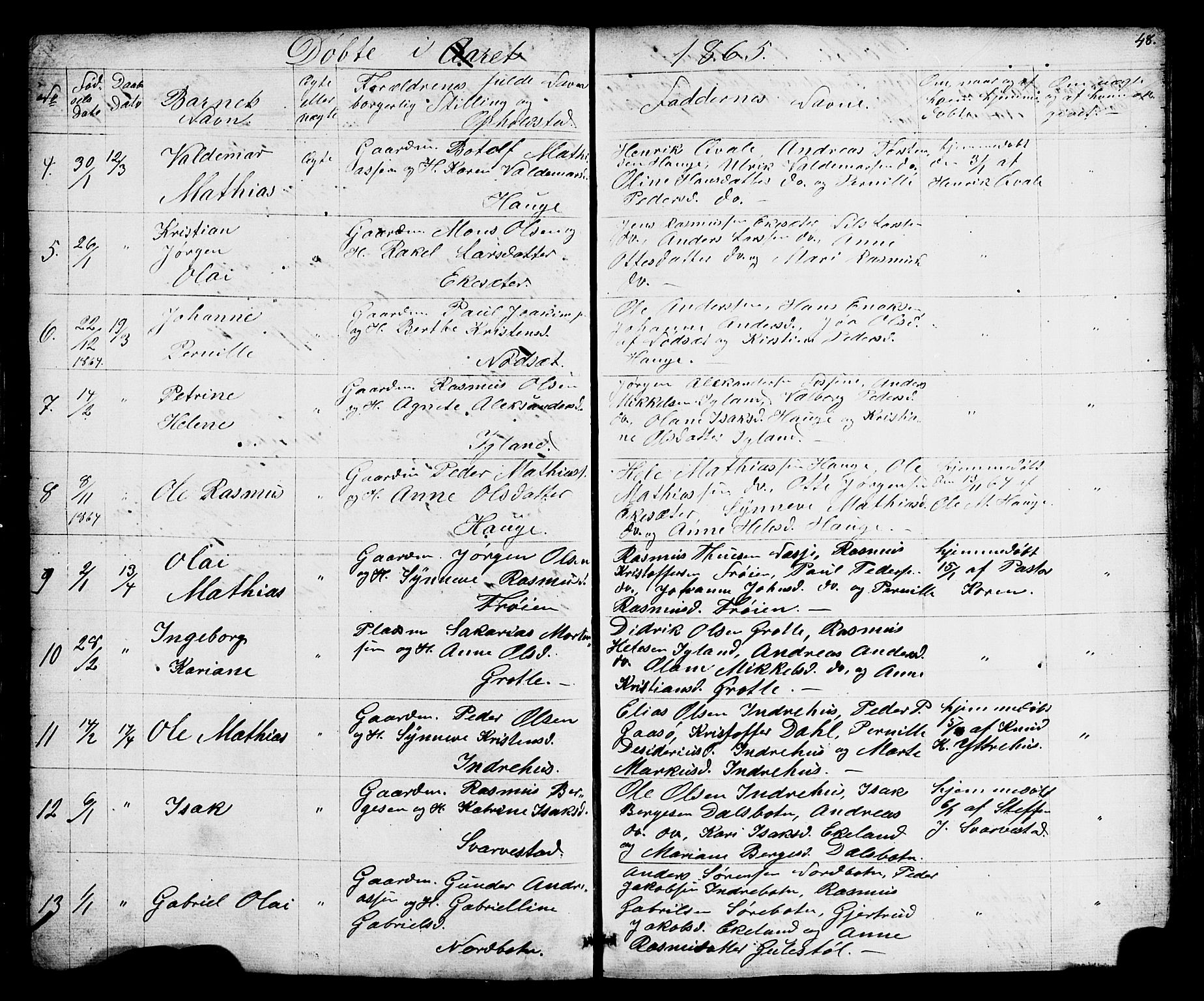 Bremanger sokneprestembete, AV/SAB-A-82201/H/Hab/Haba/L0001: Parish register (copy) no. A 1, 1853-1865, p. 48