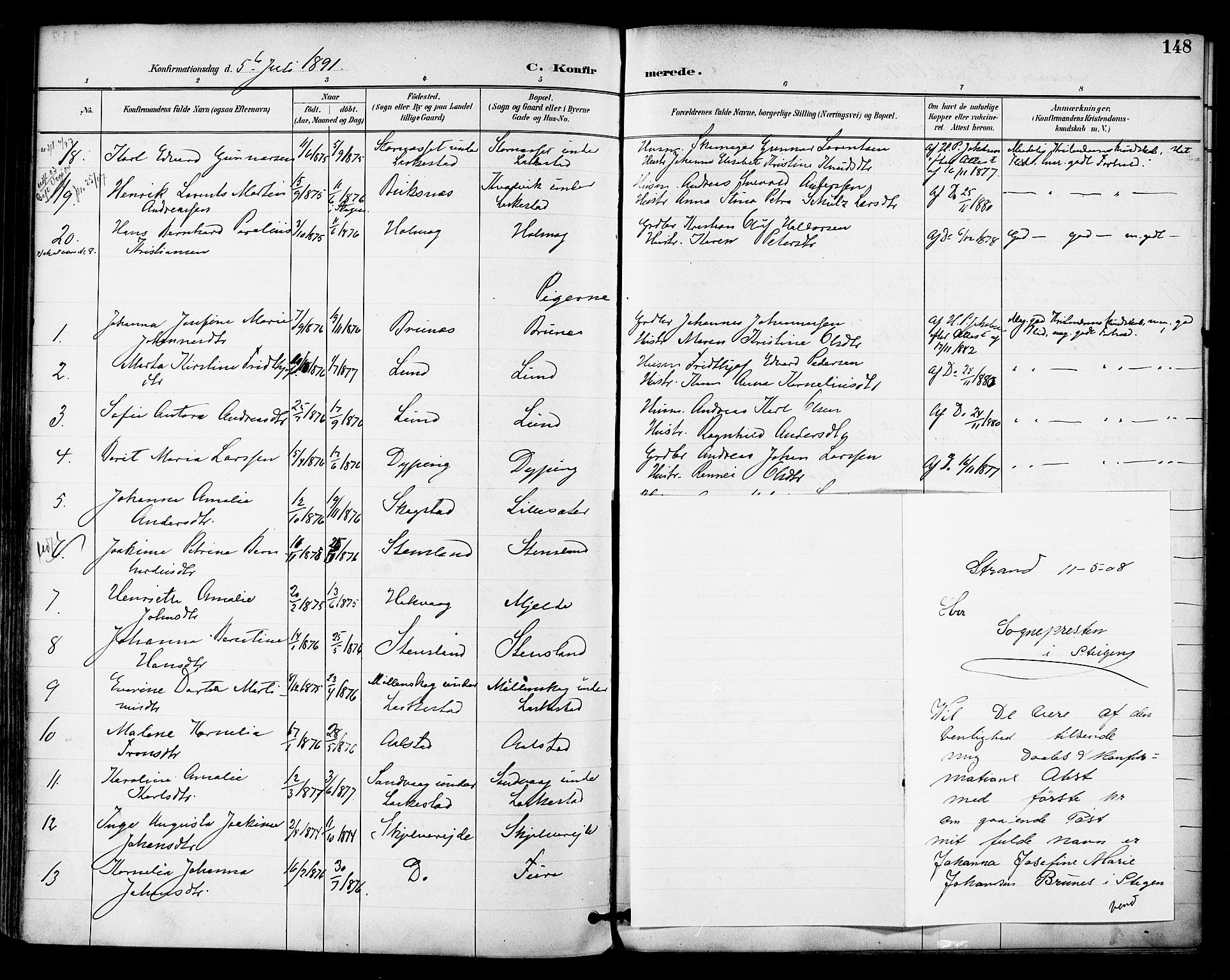 Ministerialprotokoller, klokkerbøker og fødselsregistre - Nordland, SAT/A-1459/855/L0803: Parish register (official) no. 855A11, 1887-1905, p. 148