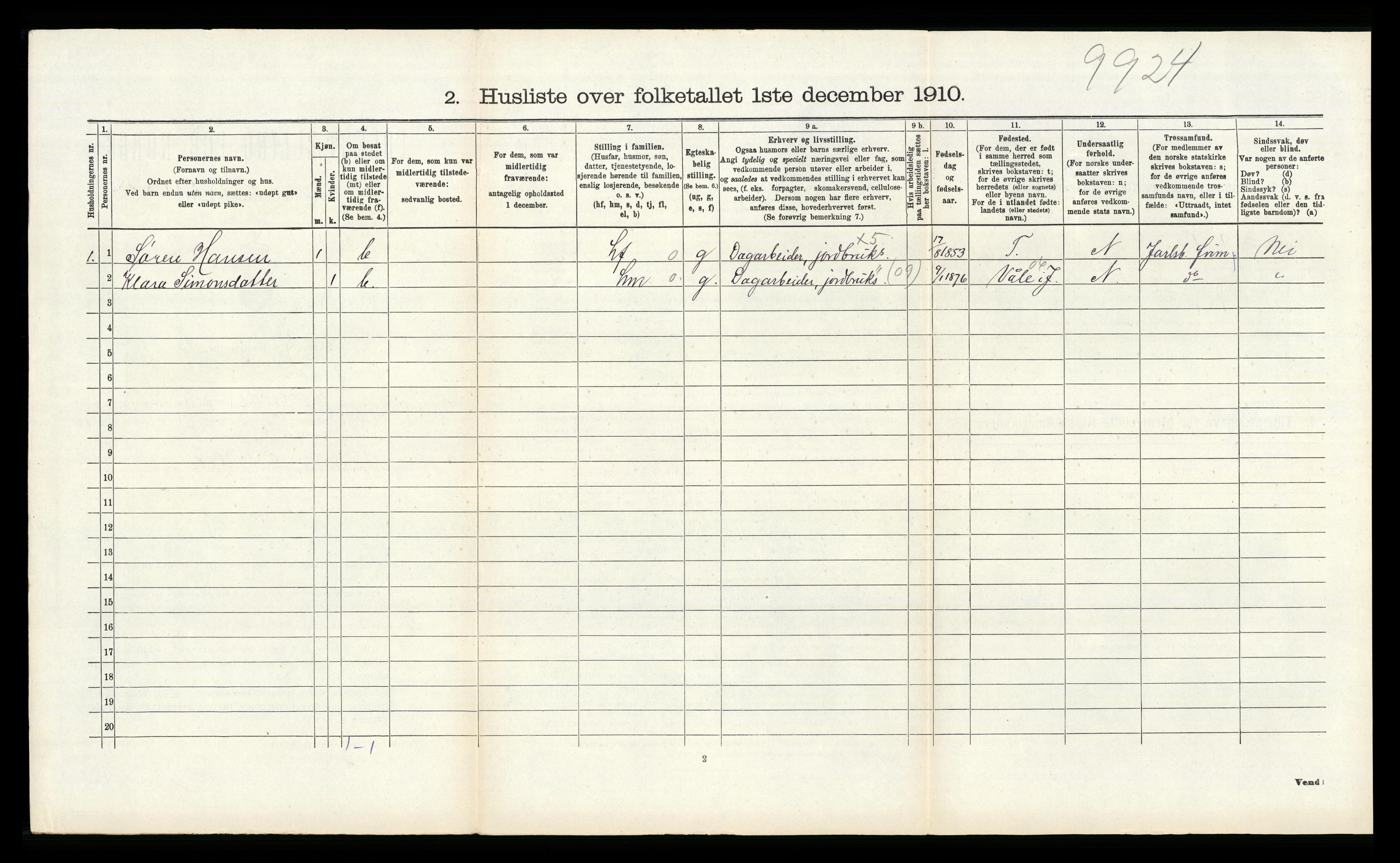 RA, 1910 census for Ramnes, 1910, p. 395