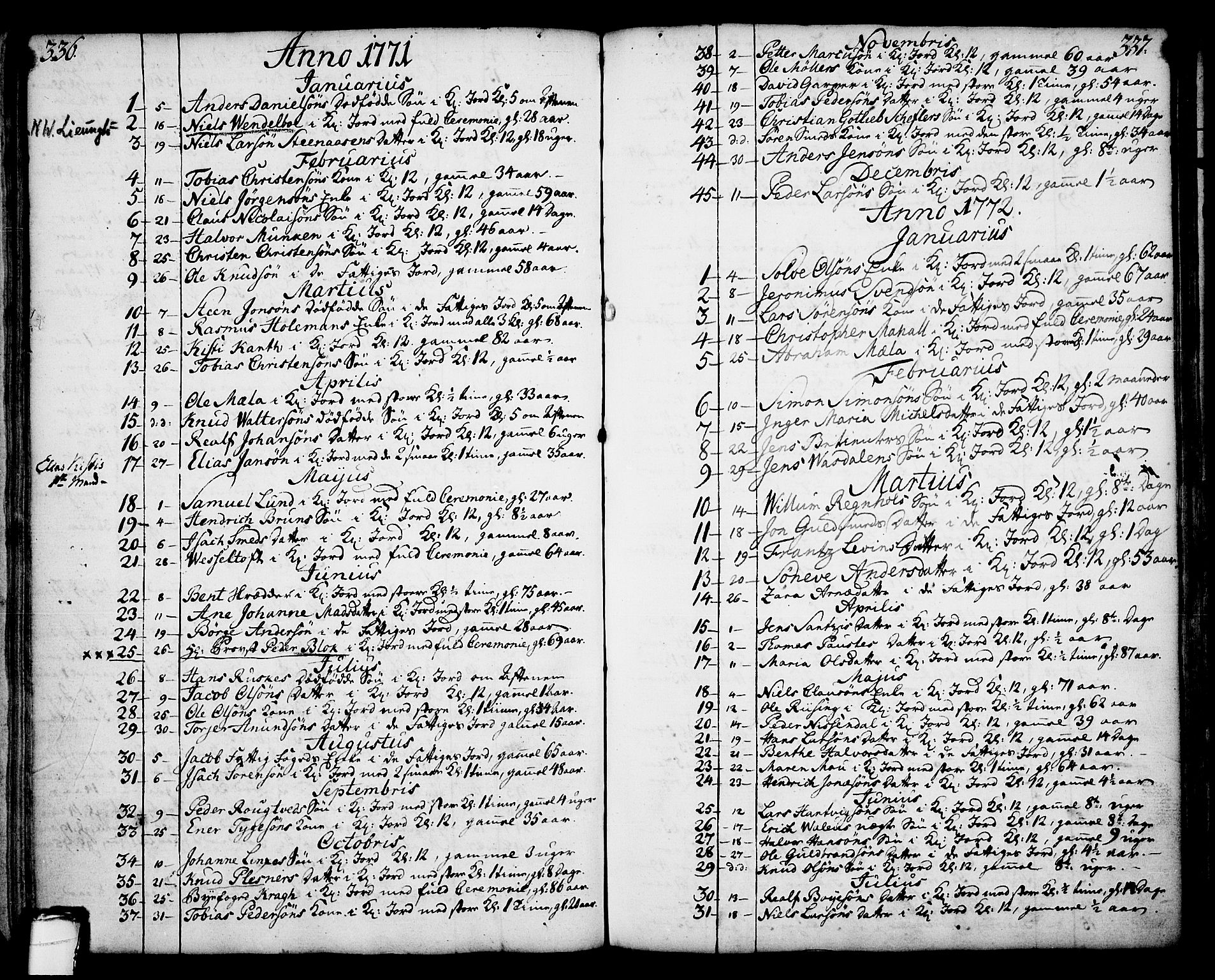 Skien kirkebøker, SAKO/A-302/F/Fa/L0003: Parish register (official) no. 3, 1755-1791, p. 336-337