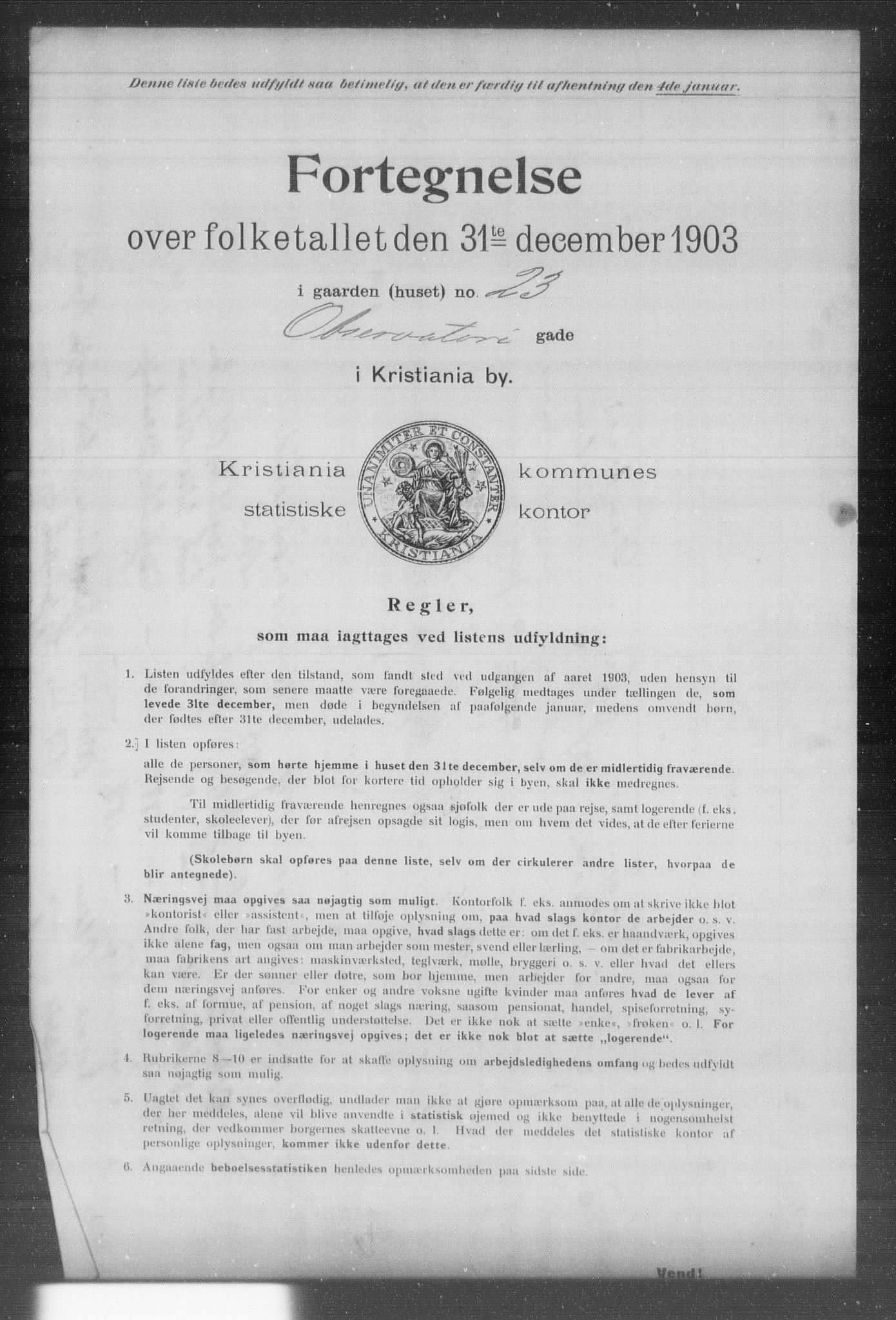 OBA, Municipal Census 1903 for Kristiania, 1903, p. 14535