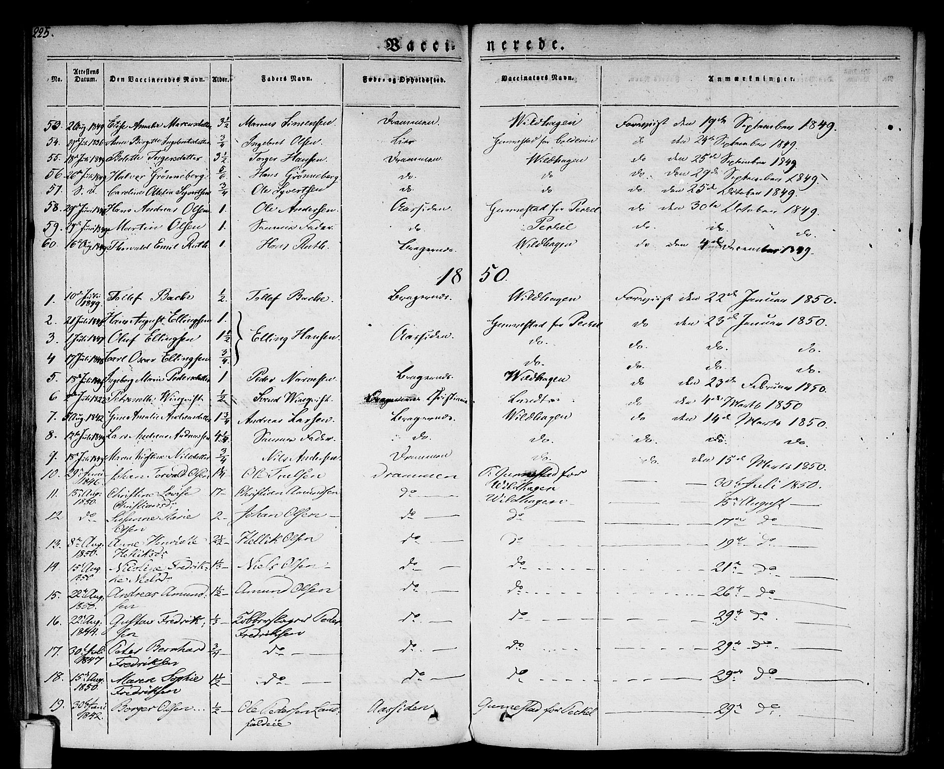 Bragernes kirkebøker, AV/SAKO-A-6/F/Fc/L0001: Parish register (official) no. III 1, 1830-1853, p. 225