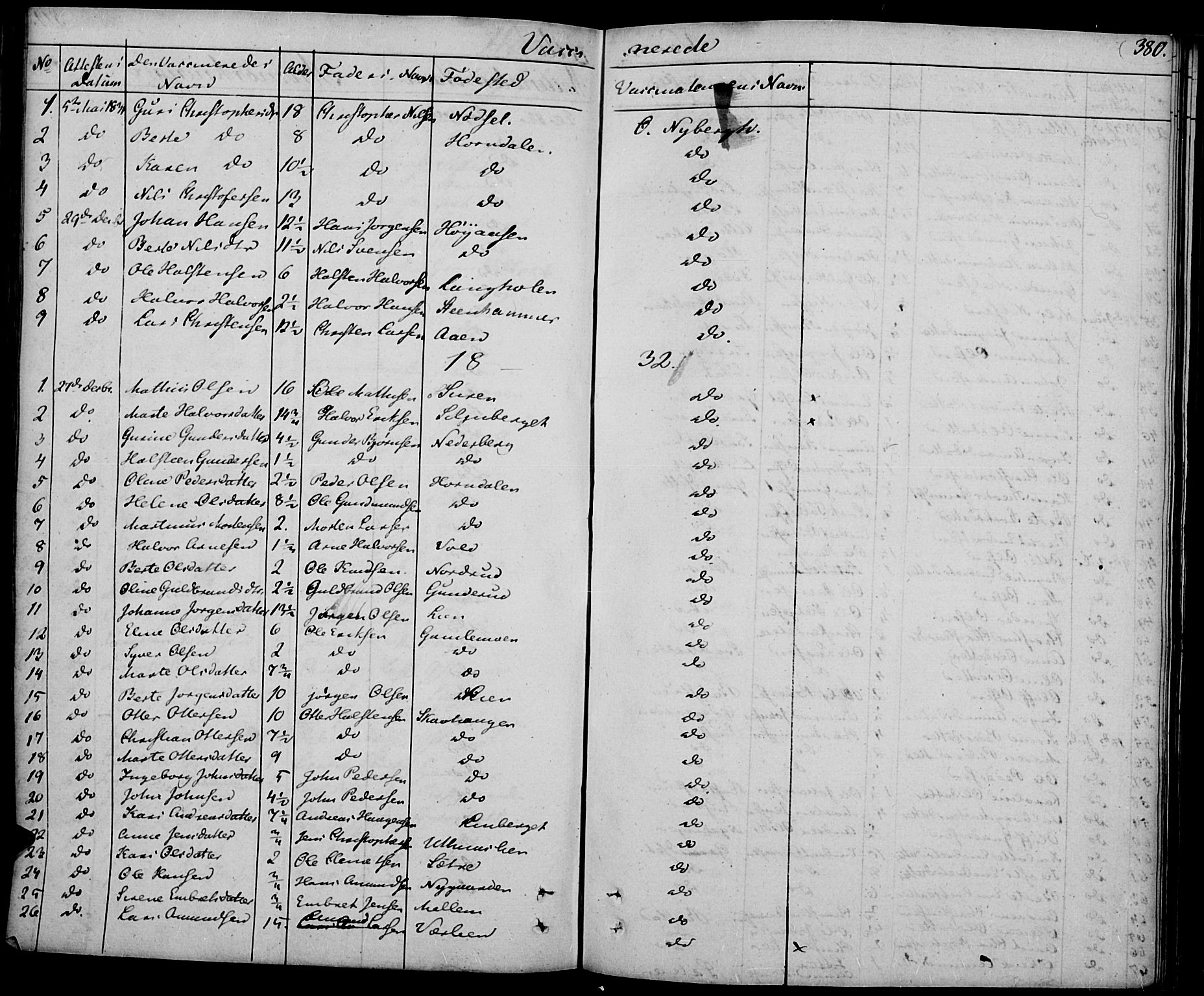 Elverum prestekontor, SAH/PREST-044/H/Ha/Haa/L0008: Parish register (official) no. 8, 1830-1842, p. 380