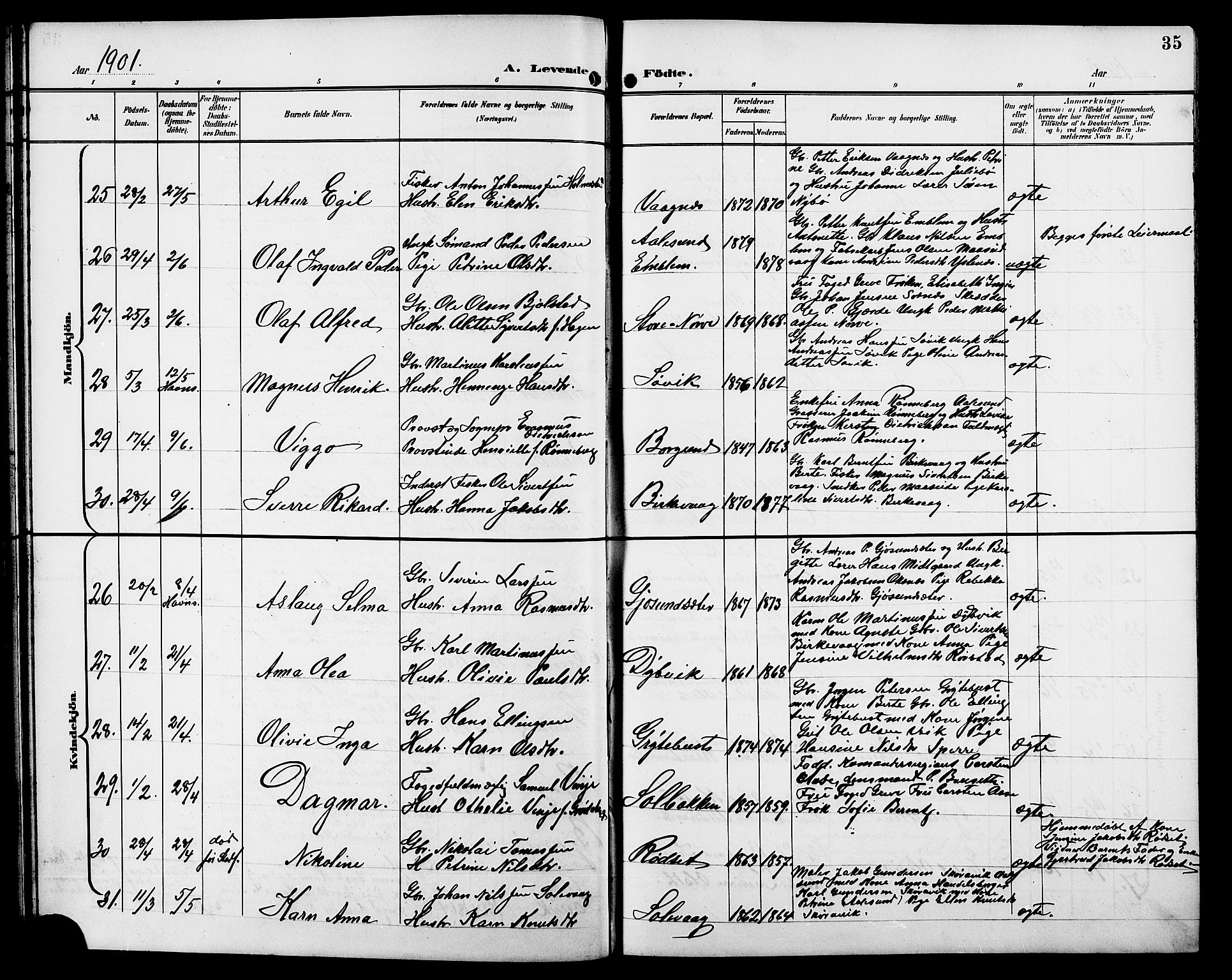 Ministerialprotokoller, klokkerbøker og fødselsregistre - Møre og Romsdal, AV/SAT-A-1454/528/L0432: Parish register (copy) no. 528C13, 1898-1918, p. 35