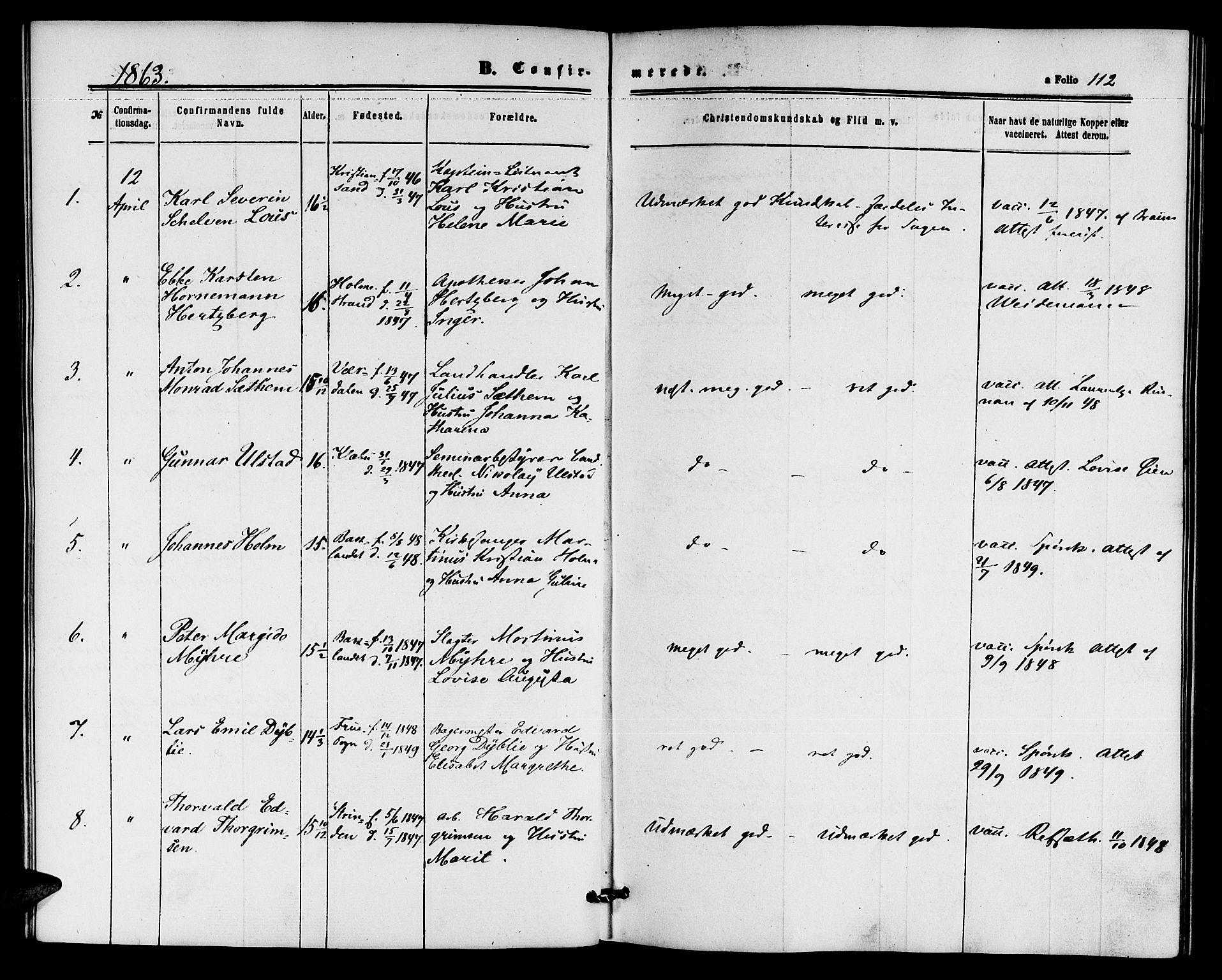 Ministerialprotokoller, klokkerbøker og fødselsregistre - Sør-Trøndelag, SAT/A-1456/604/L0185: Parish register (official) no. 604A06, 1861-1865, p. 112
