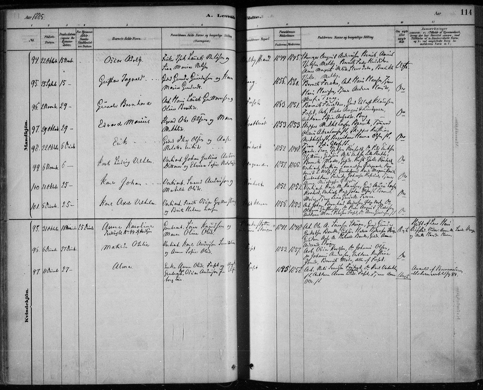 Bamble kirkebøker, AV/SAKO-A-253/F/Fa/L0007: Parish register (official) no. I 7, 1878-1888, p. 114