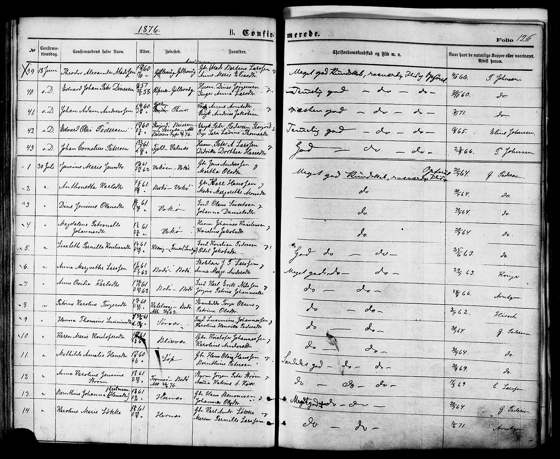 Ministerialprotokoller, klokkerbøker og fødselsregistre - Nordland, SAT/A-1459/801/L0009: Parish register (official) no. 801A09, 1876-1883, p. 126