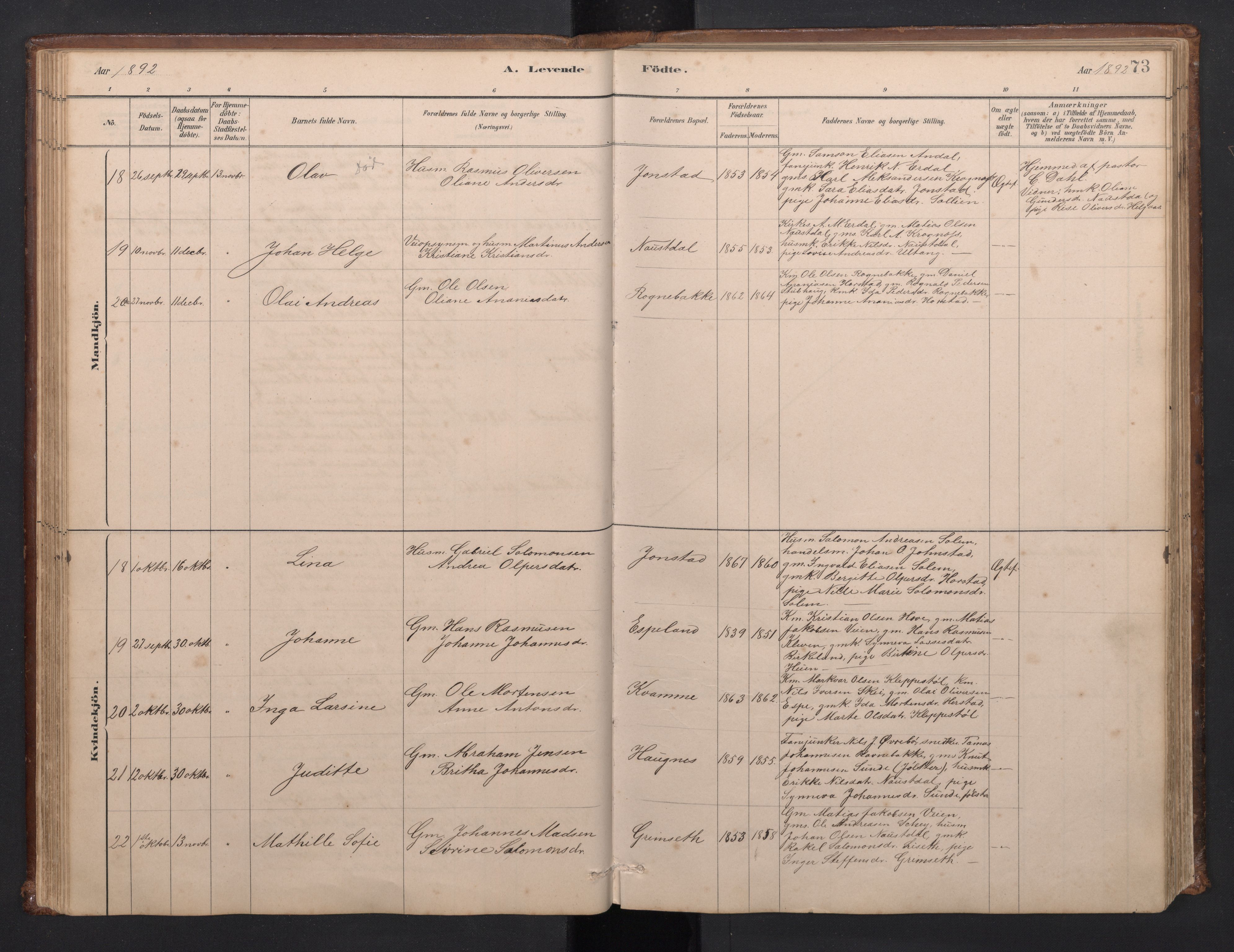 Førde sokneprestembete, AV/SAB-A-79901/H/Hab/Habd/L0003: Parish register (copy) no. D 3, 1881-1897, p. 72b-73a