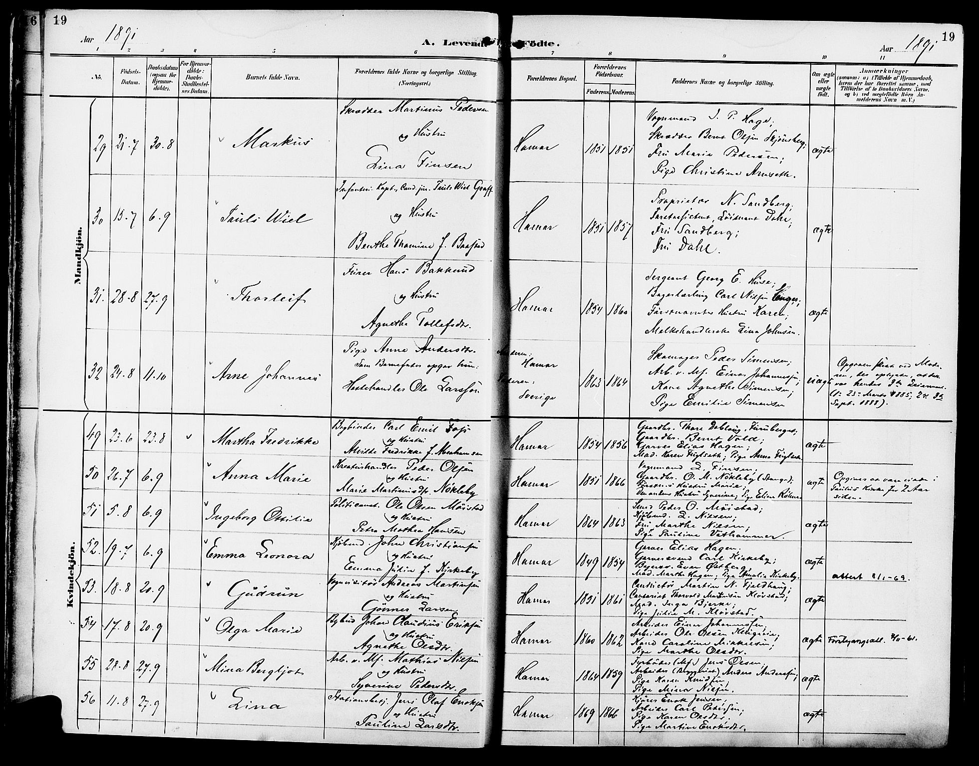 Vang prestekontor, Hedmark, AV/SAH-PREST-008/H/Ha/Haa/L0017: Parish register (official) no. 17, 1890-1899, p. 19