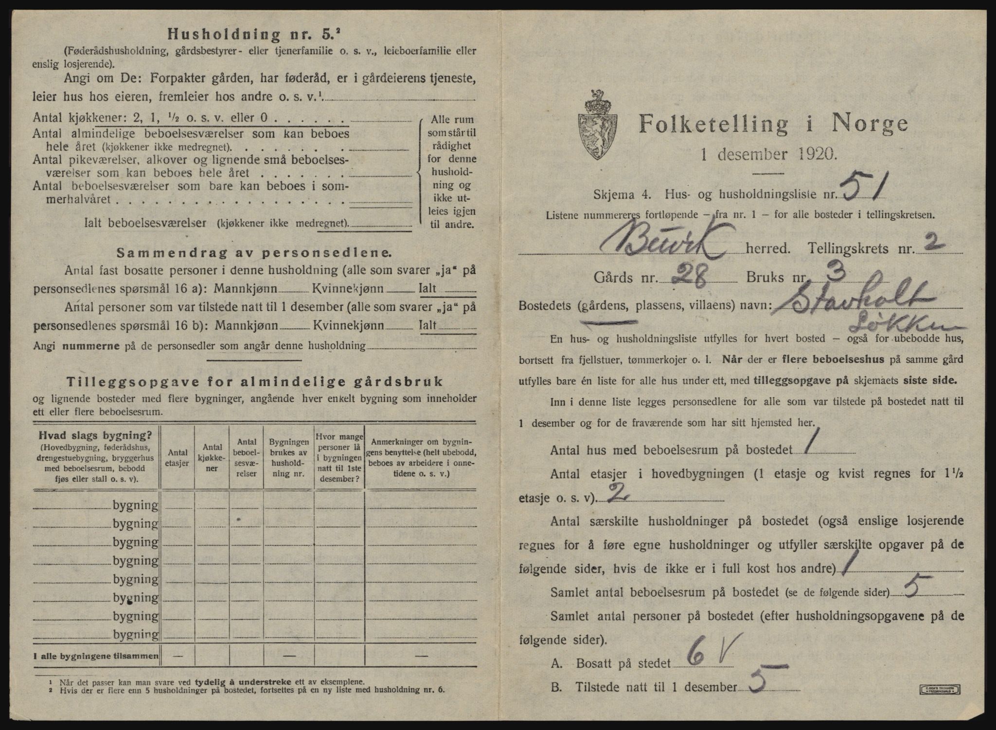 SAT, 1920 census for Buvik, 1920, p. 294