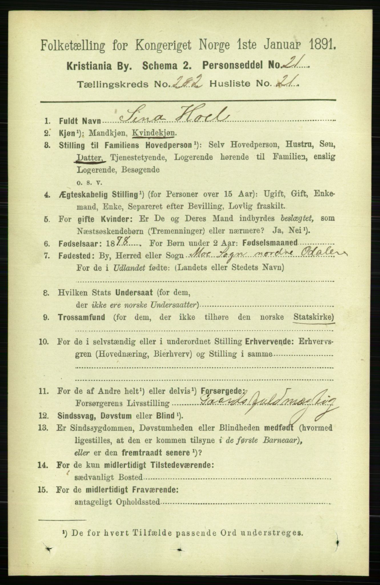 RA, 1891 census for 0301 Kristiania, 1891, p. 172320