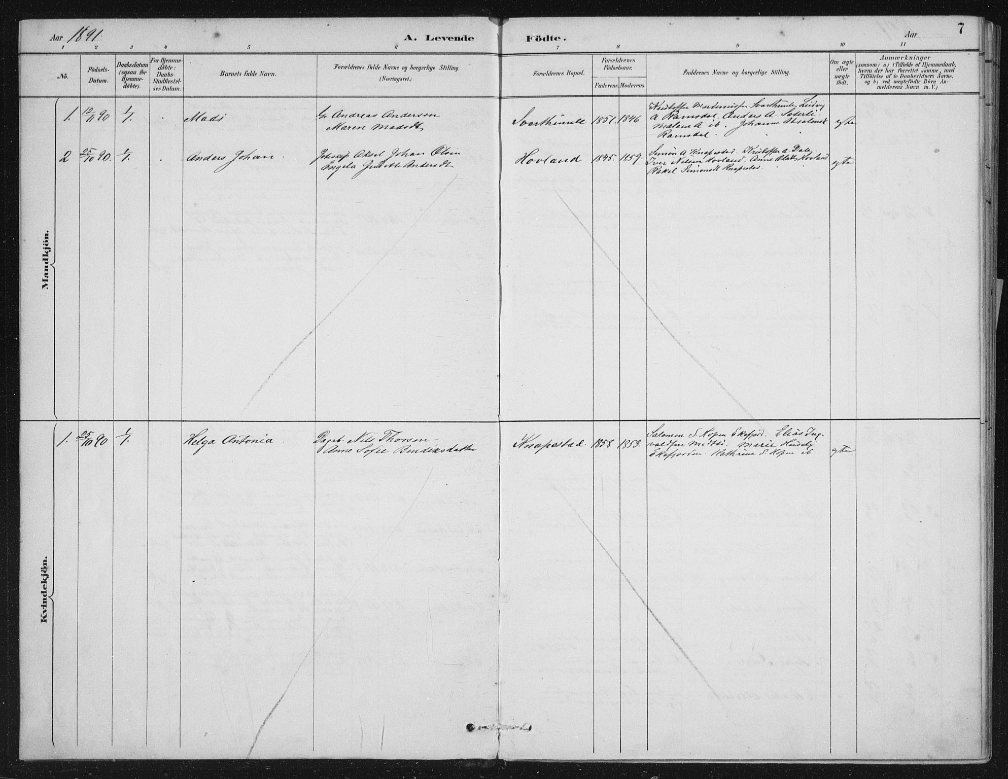 Kinn sokneprestembete, SAB/A-80801/H/Haa/Haae/L0001: Parish register (official) no. E 1, 1890-1916, p. 7