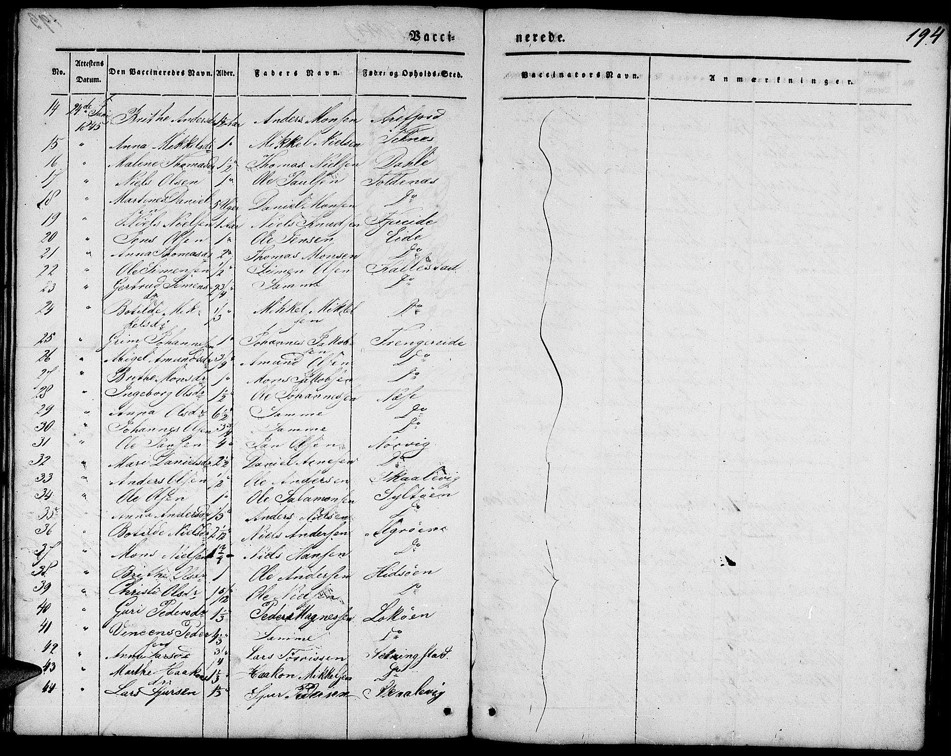 Fjell sokneprestembete, AV/SAB-A-75301/H/Haa: Parish register (official) no. A 1, 1835-1850, p. 194