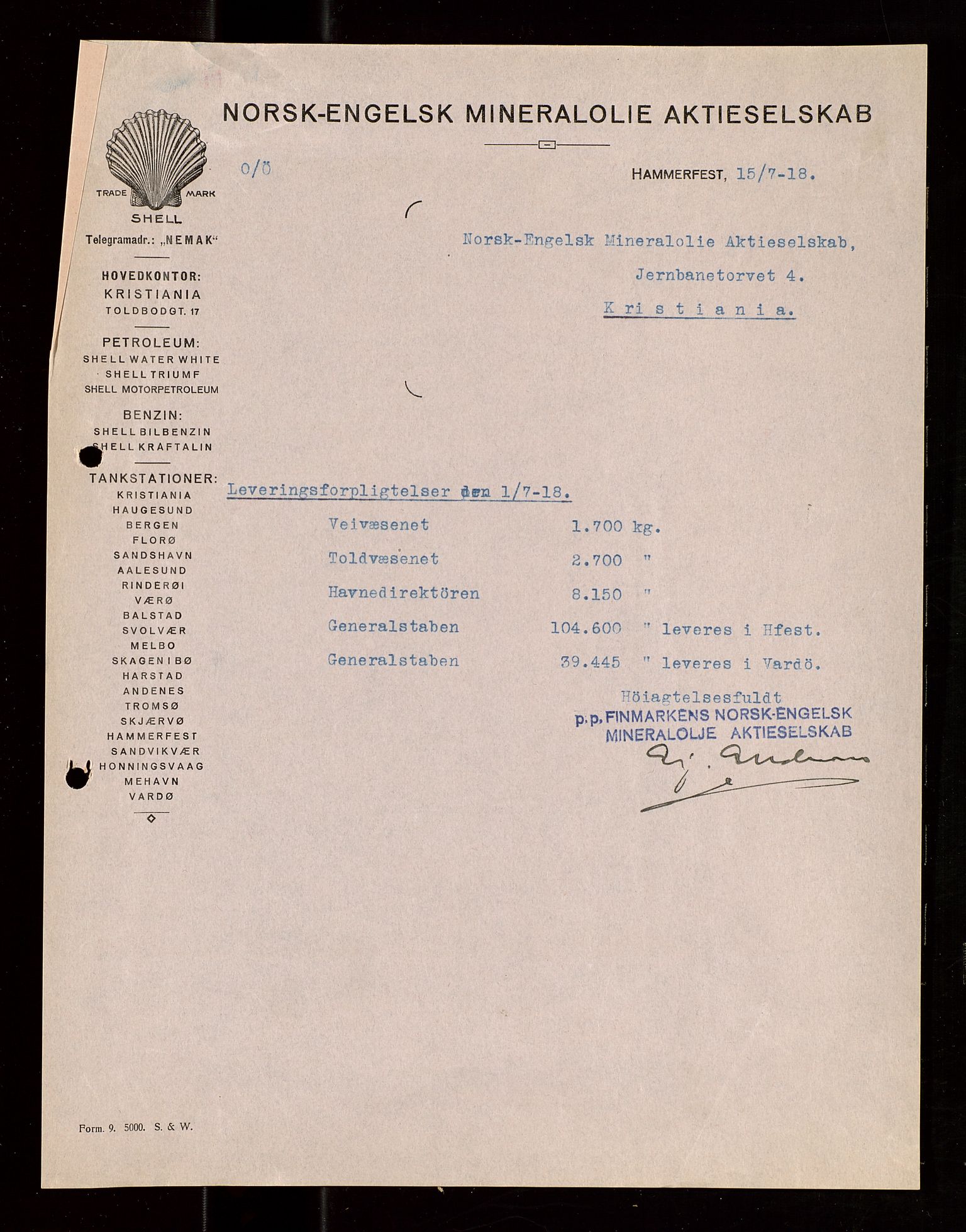 Pa 1521 - A/S Norske Shell, AV/SAST-A-101915/E/Ea/Eaa/L0021: Sjefskorrespondanse, 1918, p. 268