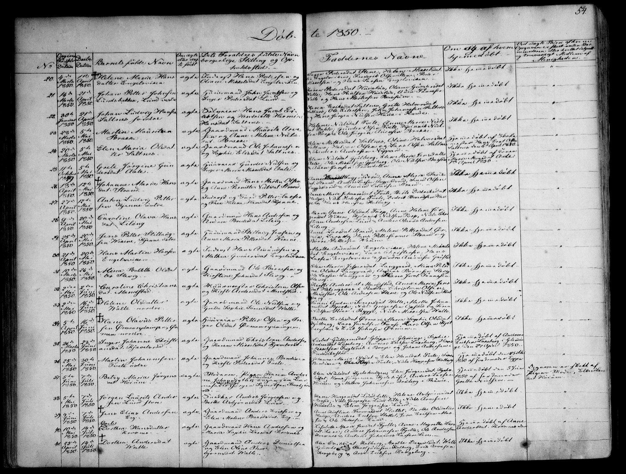 Onsøy prestekontor Kirkebøker, SAO/A-10914/F/Fa/L0003: Parish register (official) no. I 3, 1841-1860, p. 54