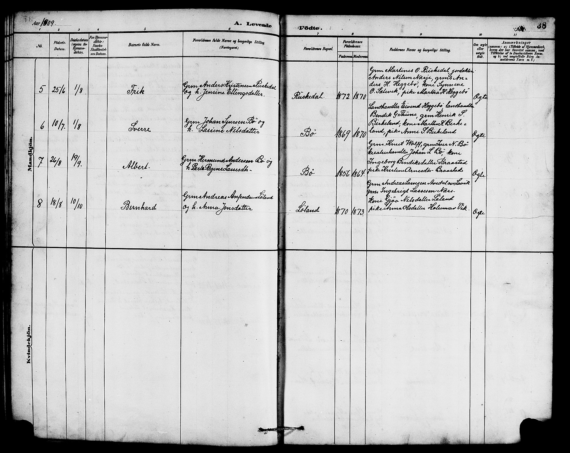 Hyllestad sokneprestembete, SAB/A-80401: Parish register (copy) no. B 2, 1889-1915, p. 38