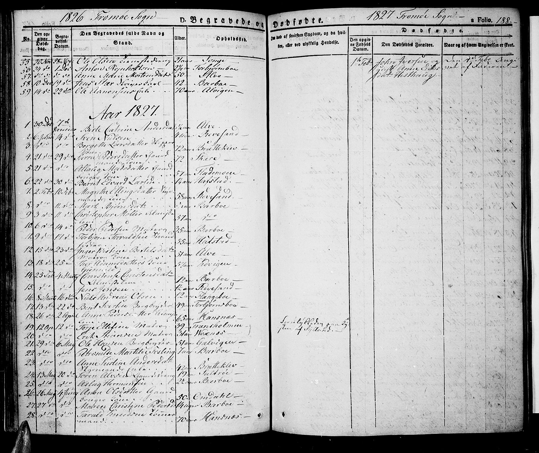 Tromøy sokneprestkontor, SAK/1111-0041/F/Fa/L0003: Parish register (official) no. A 3, 1825-1837, p. 188