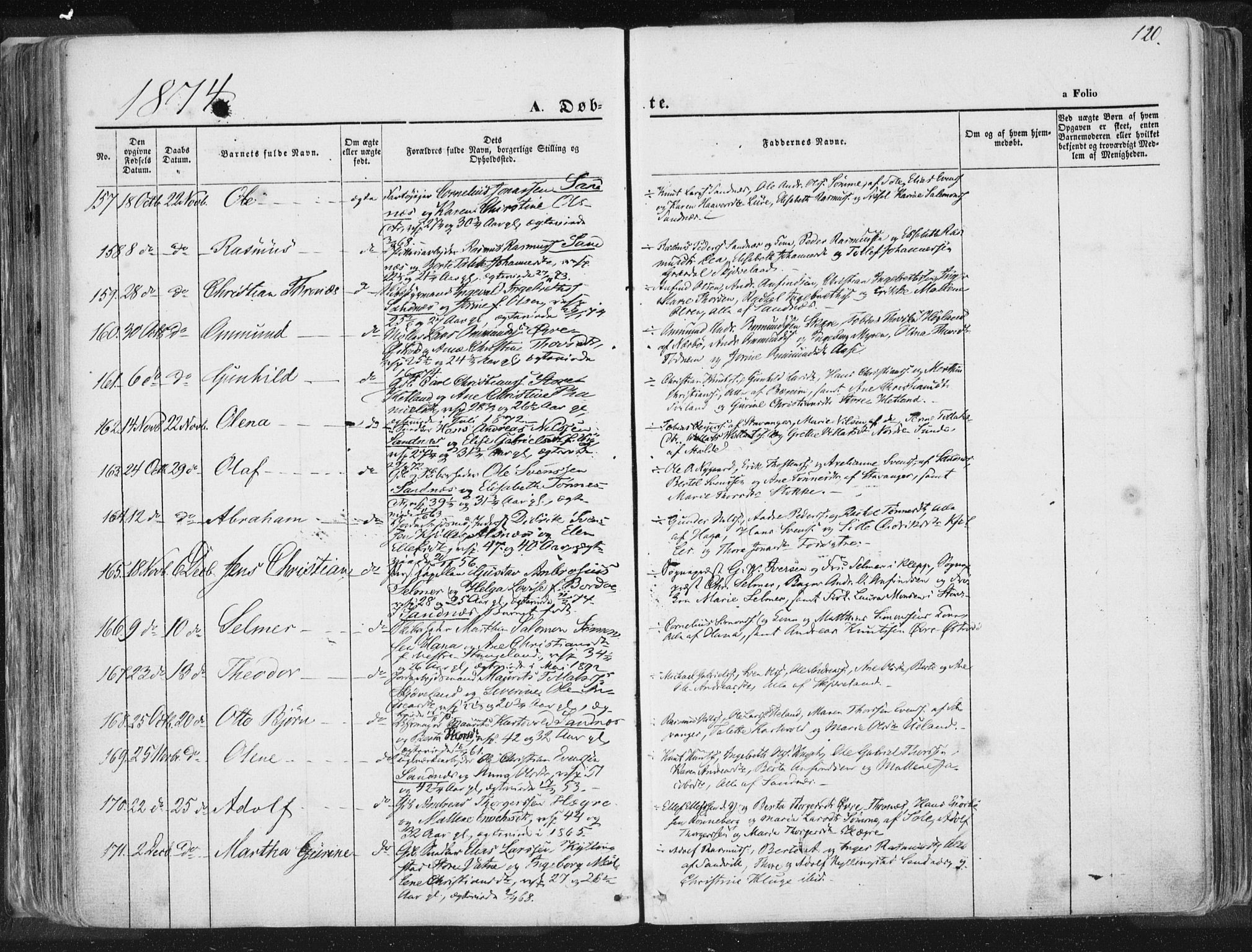 Høyland sokneprestkontor, SAST/A-101799/001/30BA/L0010: Parish register (official) no. A 9.1, 1857-1877, p. 120
