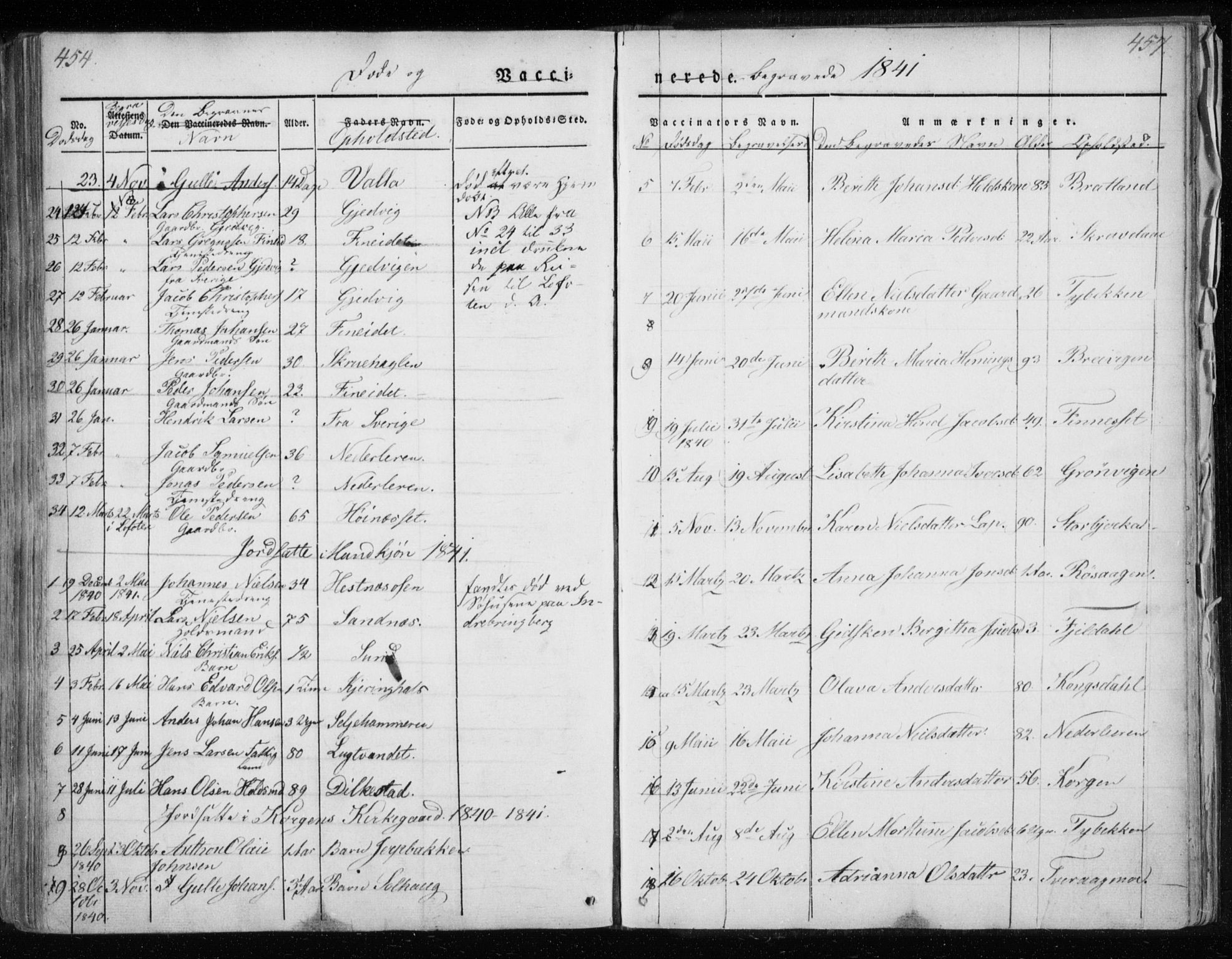 Ministerialprotokoller, klokkerbøker og fødselsregistre - Nordland, AV/SAT-A-1459/825/L0354: Parish register (official) no. 825A08, 1826-1841, p. 454-457