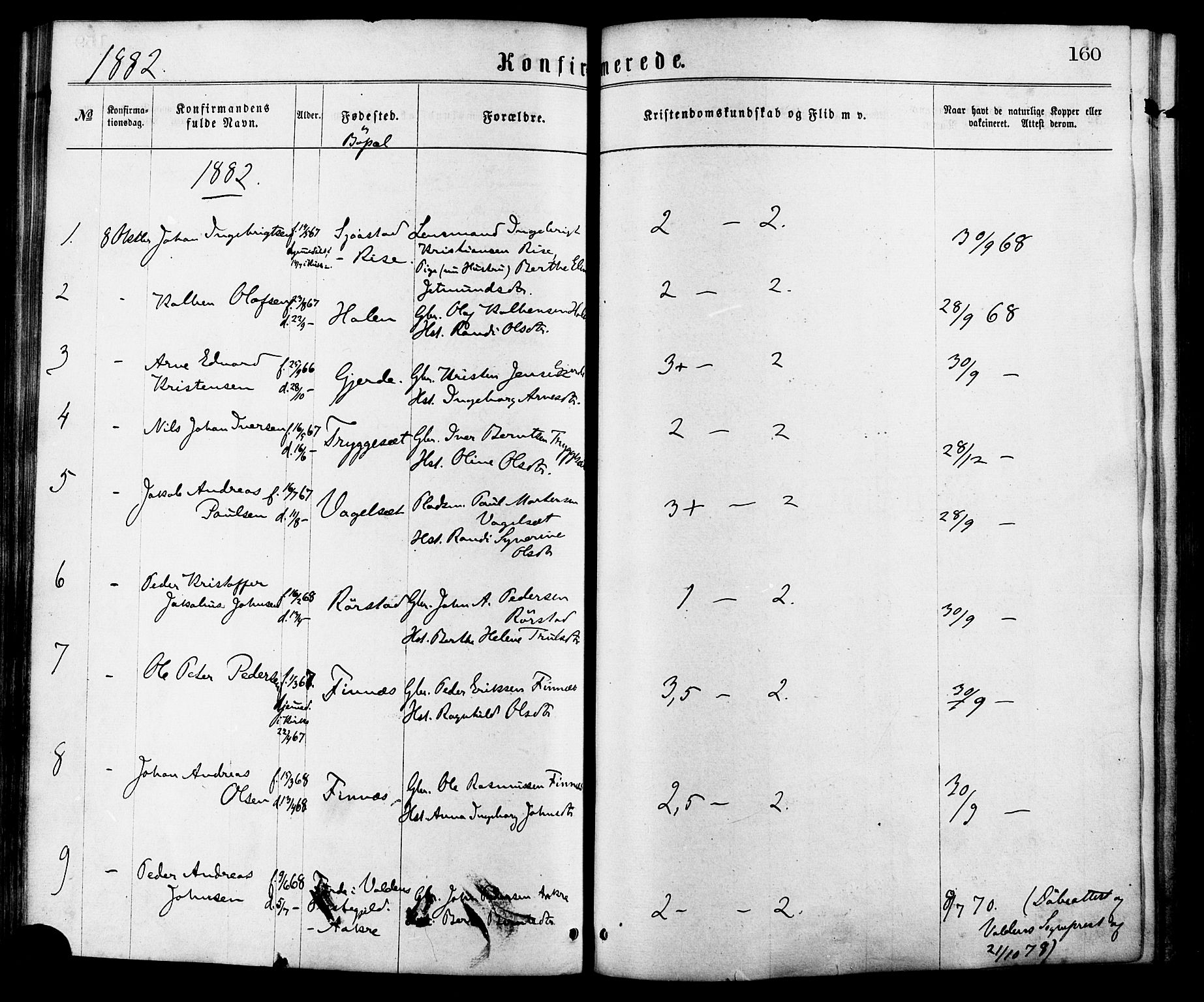 Ministerialprotokoller, klokkerbøker og fødselsregistre - Møre og Romsdal, AV/SAT-A-1454/515/L0210: Parish register (official) no. 515A06, 1868-1885, p. 160