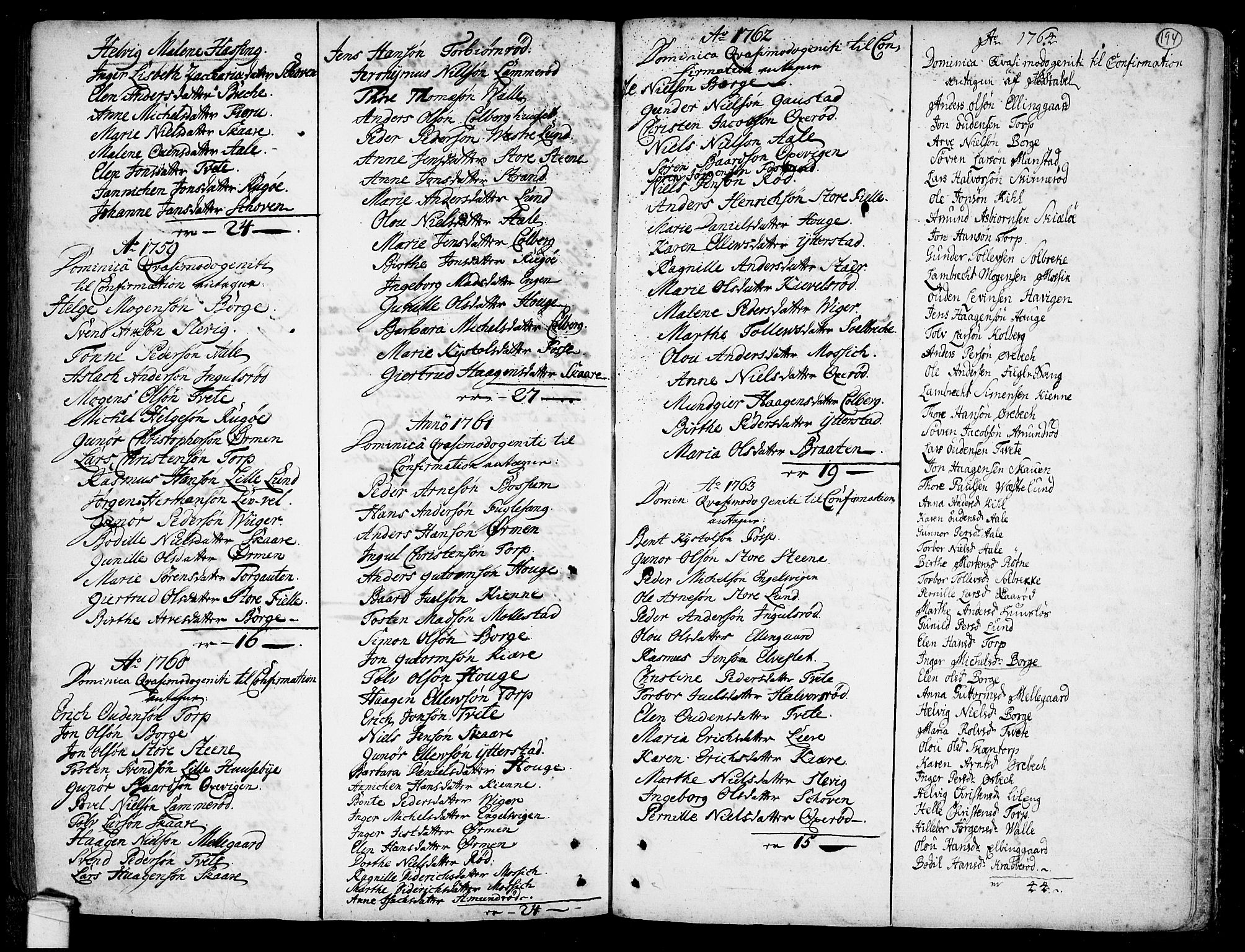 Onsøy prestekontor Kirkebøker, SAO/A-10914/F/Fa/L0001: Parish register (official) no. I 1, 1733-1814, p. 194