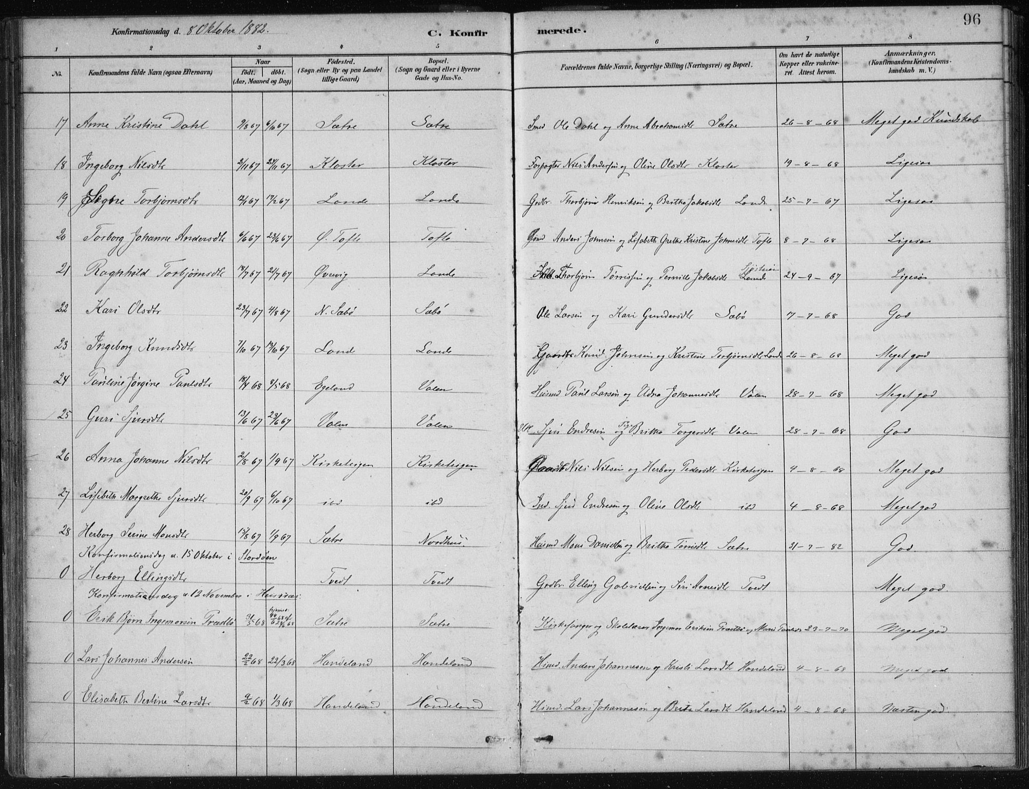 Fjelberg sokneprestembete, SAB/A-75201/H/Haa: Parish register (official) no. C  1, 1879-1918, p. 96