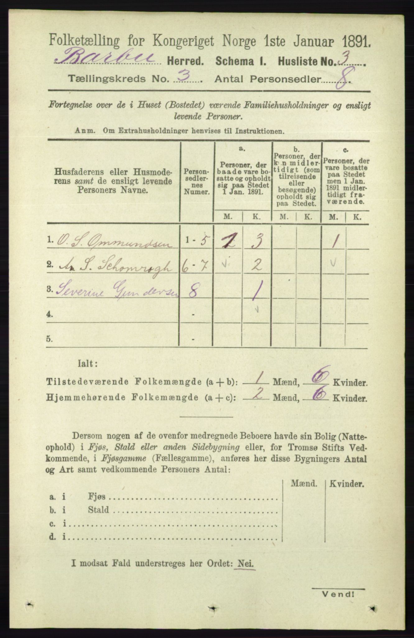 RA, 1891 census for 0990 Barbu, 1891, p. 1392