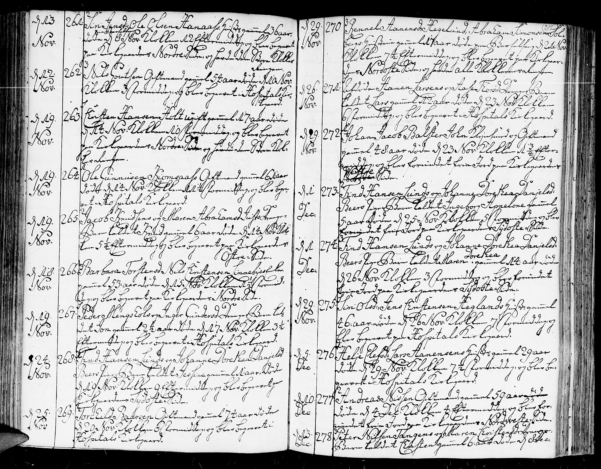 Kristiansand domprosti, AV/SAK-1112-0006/F/Fa/L0004: Parish register (official) no. A 4, 1762-1794, p. 215