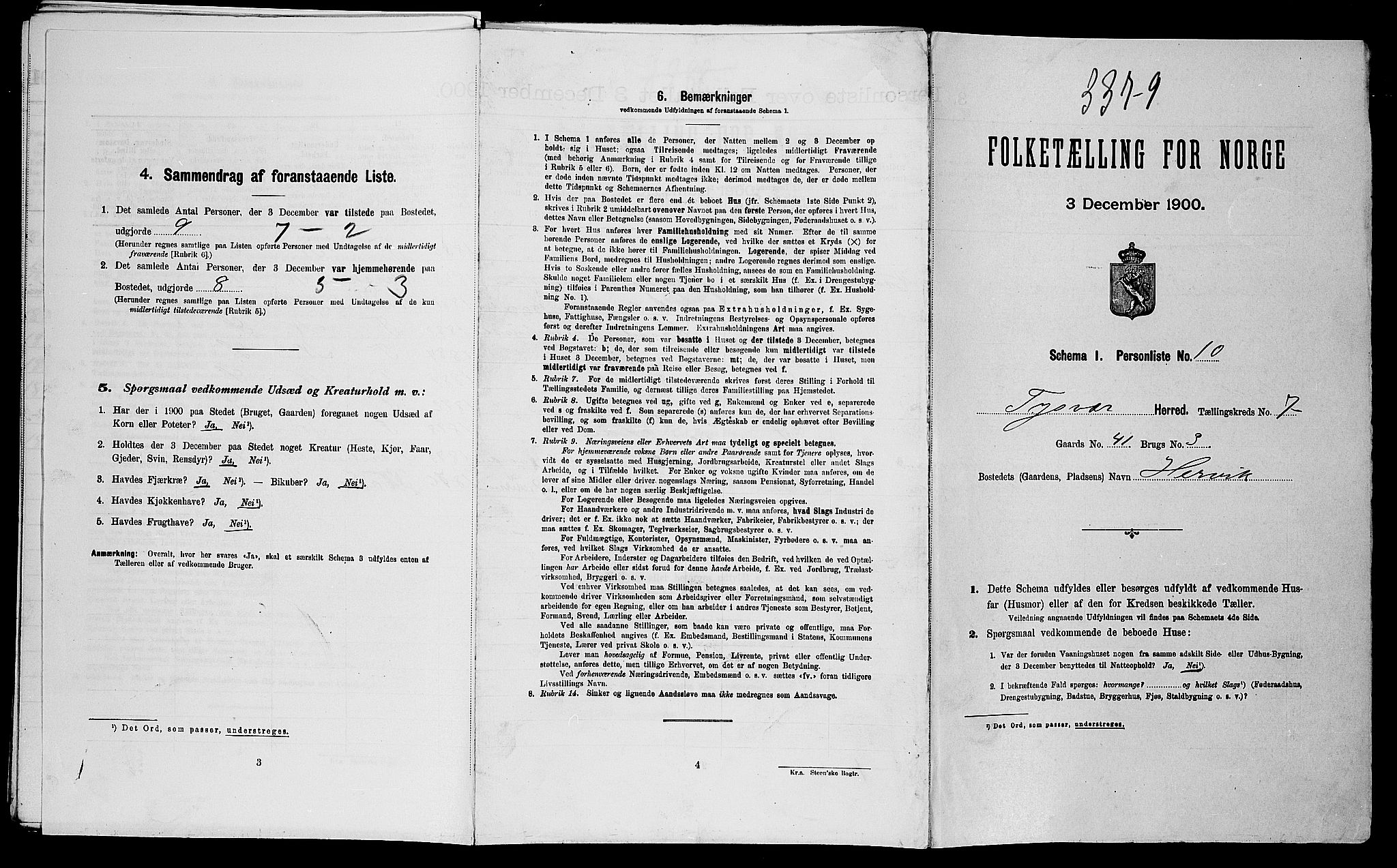 SAST, 1900 census for Tysvær, 1900, p. 509