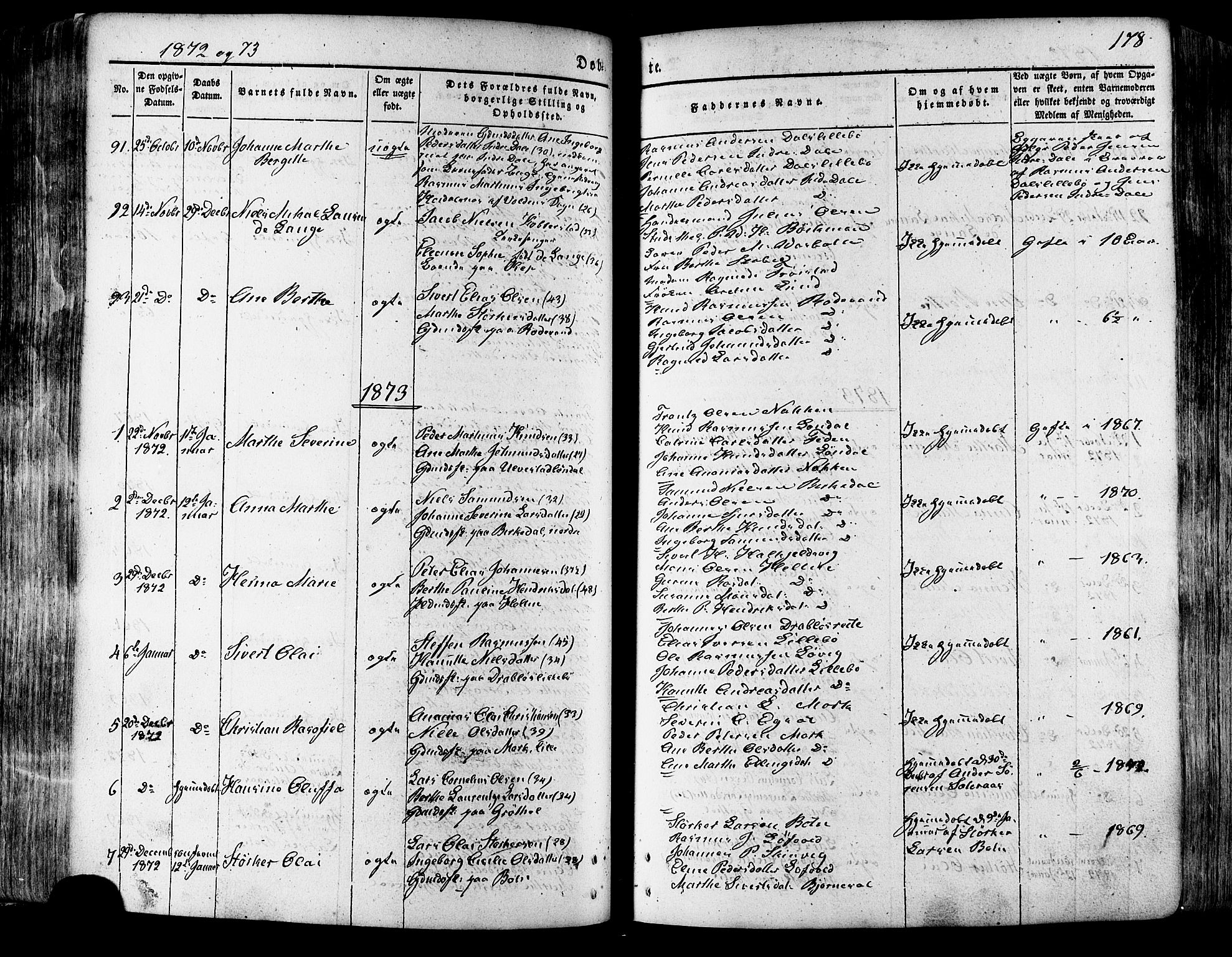 Ministerialprotokoller, klokkerbøker og fødselsregistre - Møre og Romsdal, SAT/A-1454/511/L0140: Parish register (official) no. 511A07, 1851-1878, p. 178
