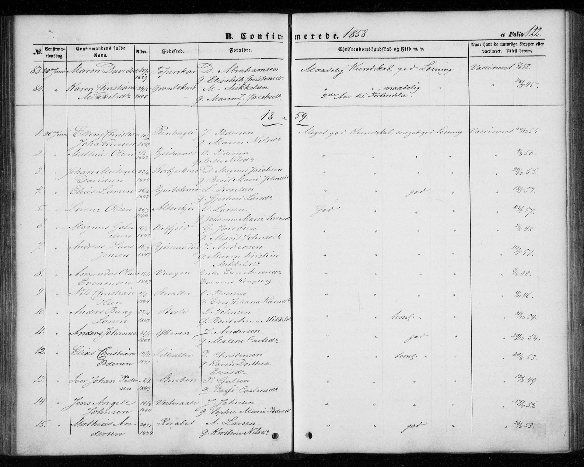 Ministerialprotokoller, klokkerbøker og fødselsregistre - Nordland, SAT/A-1459/827/L0392: Parish register (official) no. 827A04, 1853-1866, p. 122
