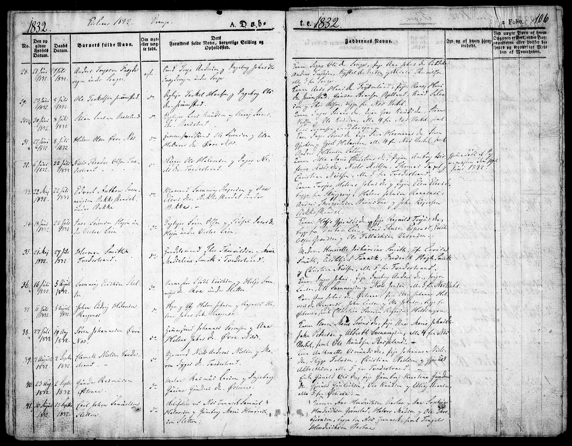 Holt sokneprestkontor, AV/SAK-1111-0021/F/Fa/L0006: Parish register (official) no. A 6, 1820-1835, p. 106