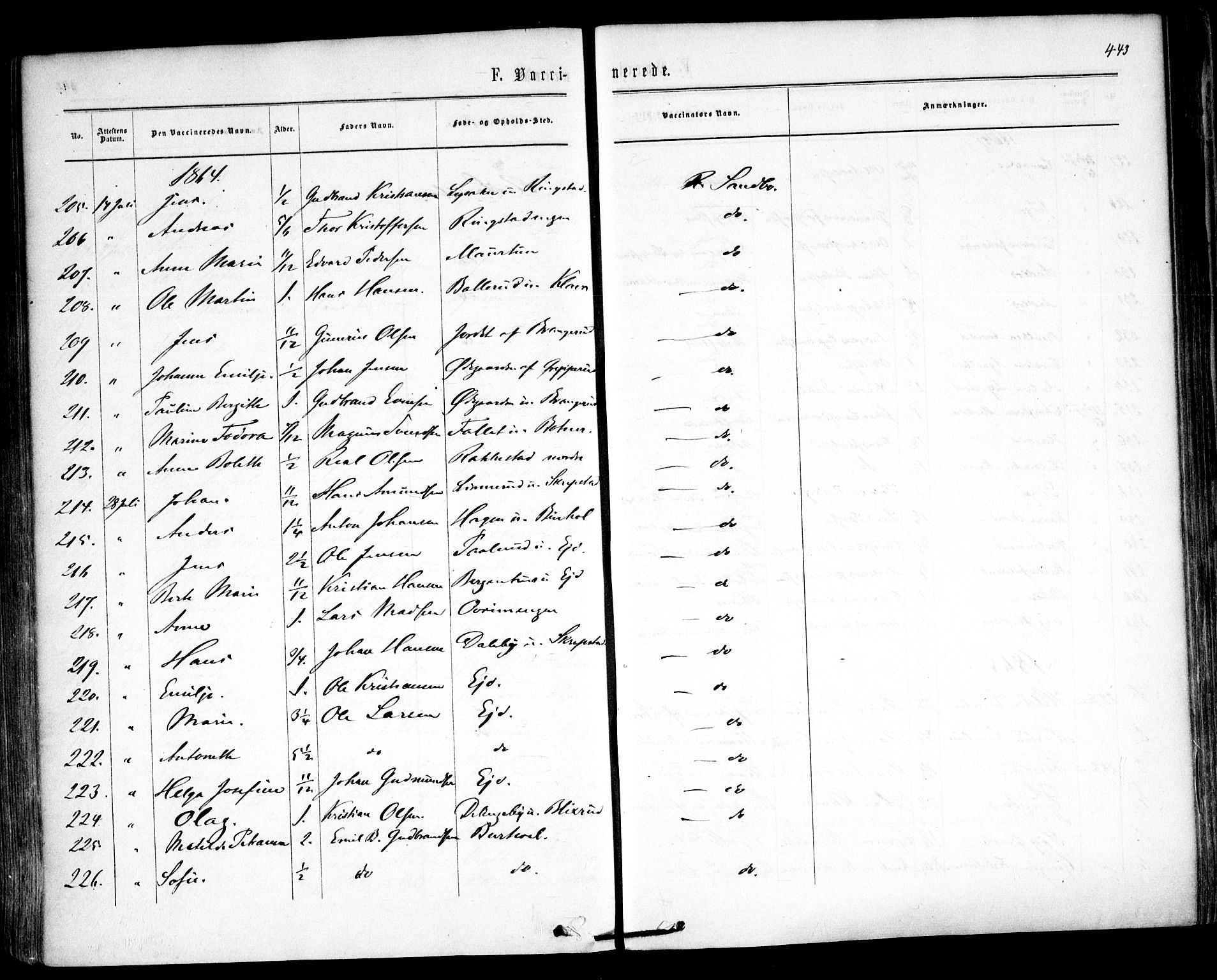 Høland prestekontor Kirkebøker, SAO/A-10346a/F/Fa/L0011: Parish register (official) no. I 11, 1862-1869, p. 443
