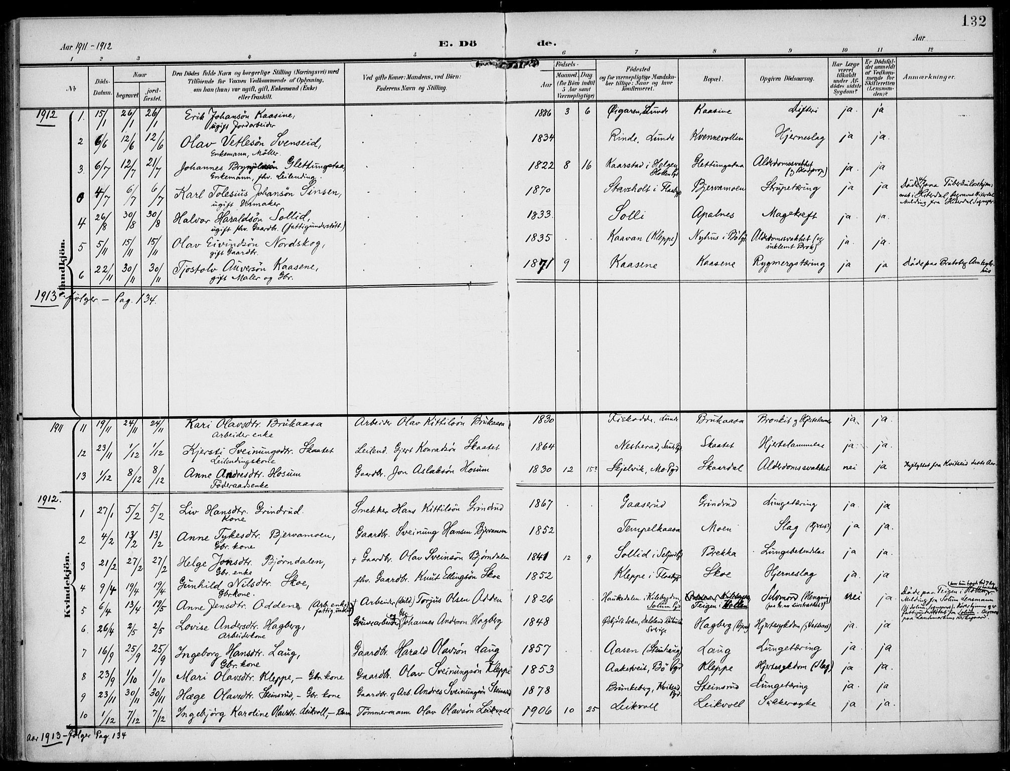 Lunde kirkebøker, SAKO/A-282/F/Fa/L0004: Parish register (official) no. I 4, 1902-1913, p. 132