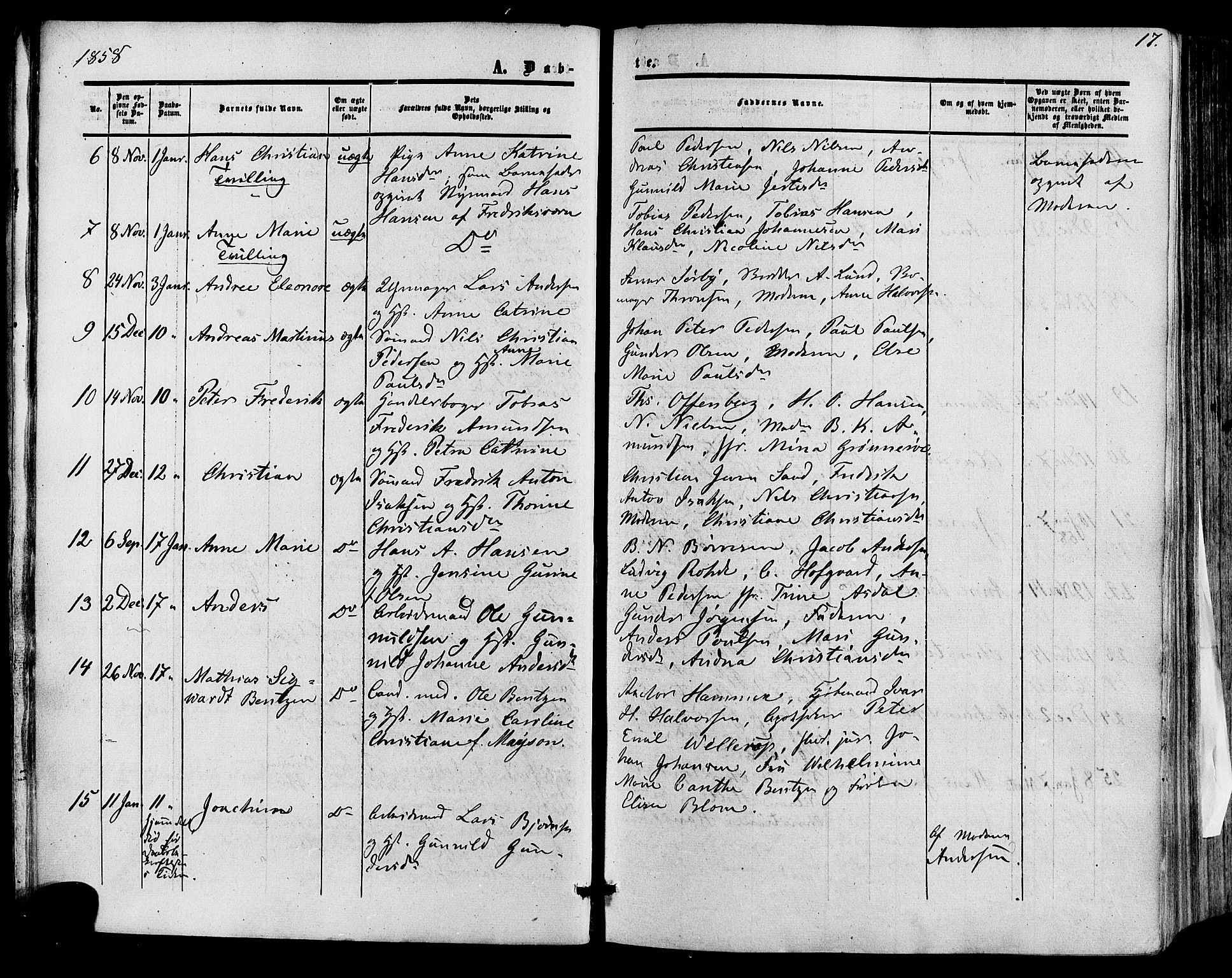 Skien kirkebøker, SAKO/A-302/F/Fa/L0007: Parish register (official) no. 7, 1856-1865, p. 17