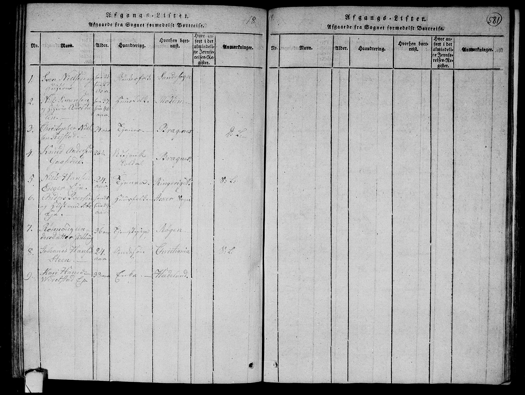 Lier kirkebøker, AV/SAKO-A-230/F/Fa/L0008: Parish register (official) no. I 8, 1813-1825, p. 580-581