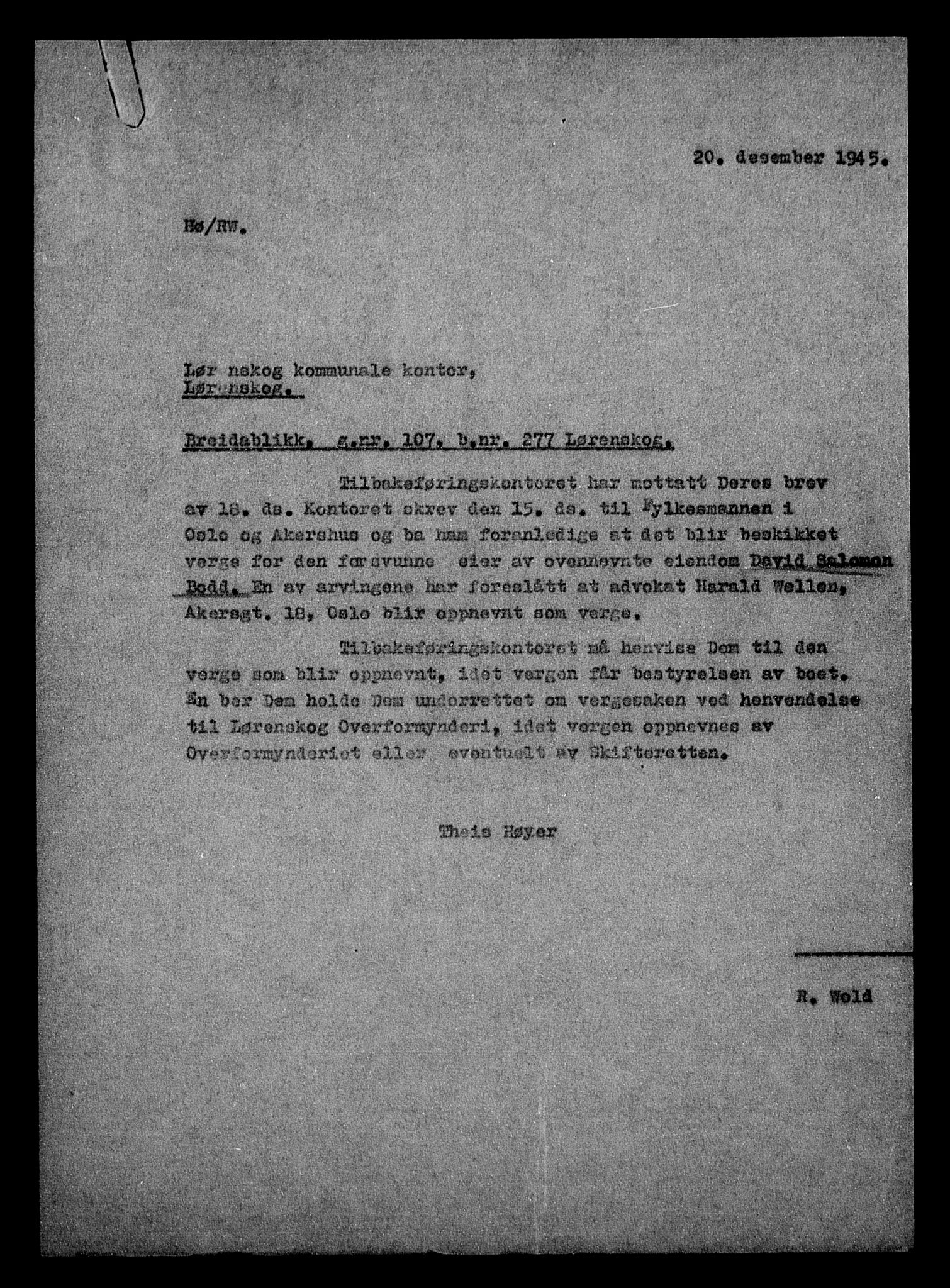 Justisdepartementet, Tilbakeføringskontoret for inndratte formuer, AV/RA-S-1564/H/Hc/Hcc/L0927: --, 1945-1947, p. 168