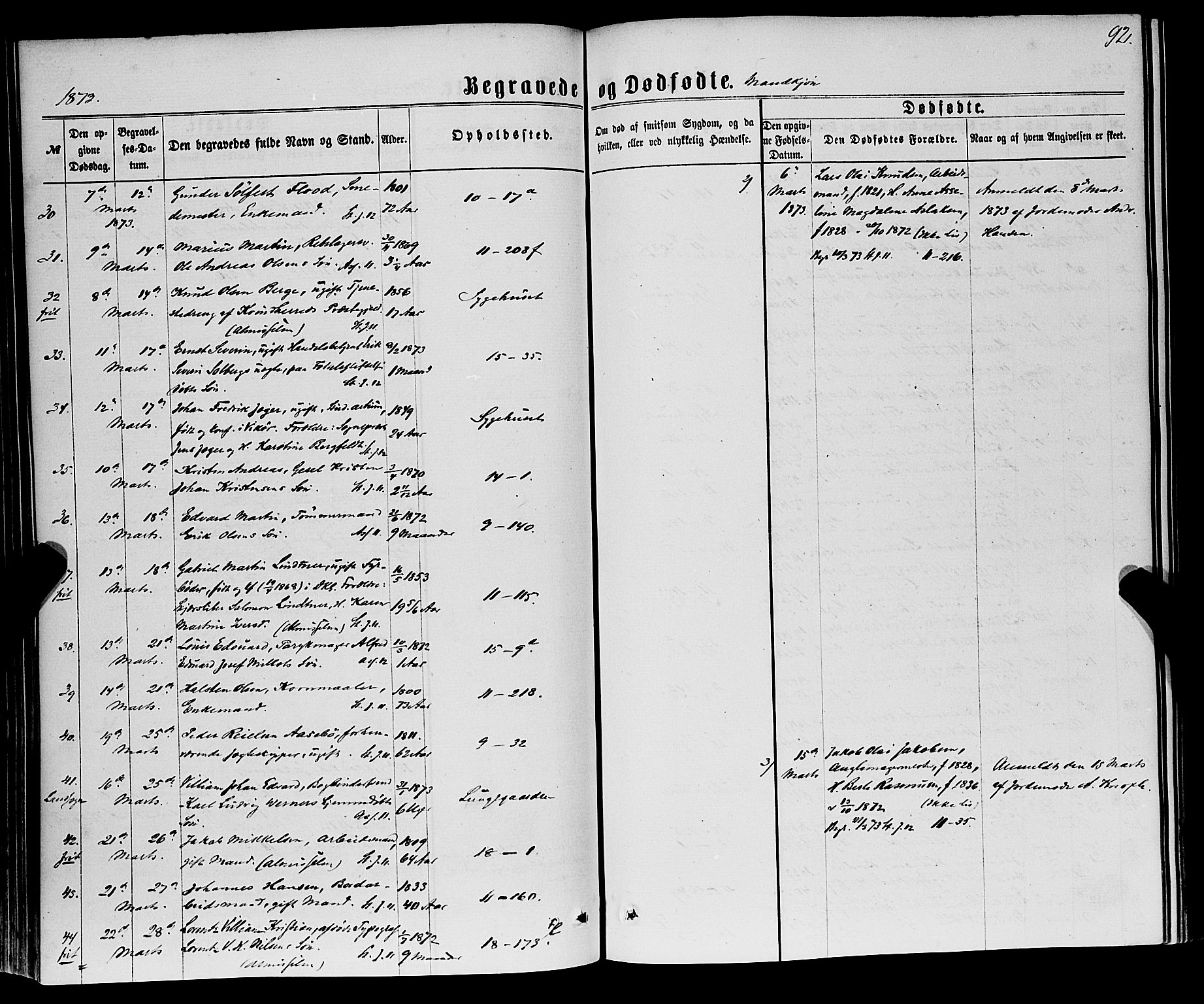 Domkirken sokneprestembete, AV/SAB-A-74801/H/Haa/L0042: Parish register (official) no. E 3, 1863-1876, p. 92