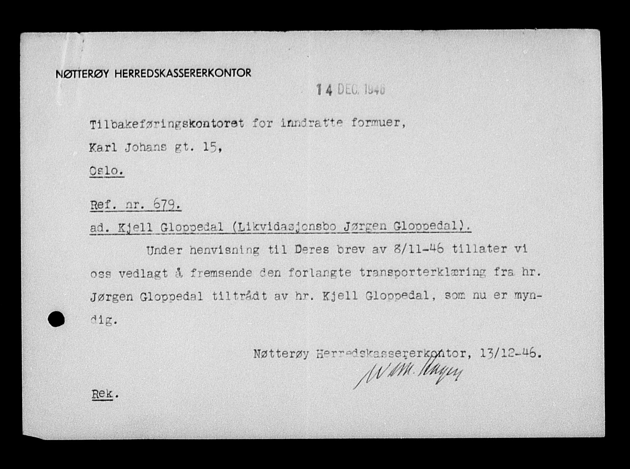 Justisdepartementet, Tilbakeføringskontoret for inndratte formuer, AV/RA-S-1564/H/Hc/Hcd/L0995: --, 1945-1947, p. 788