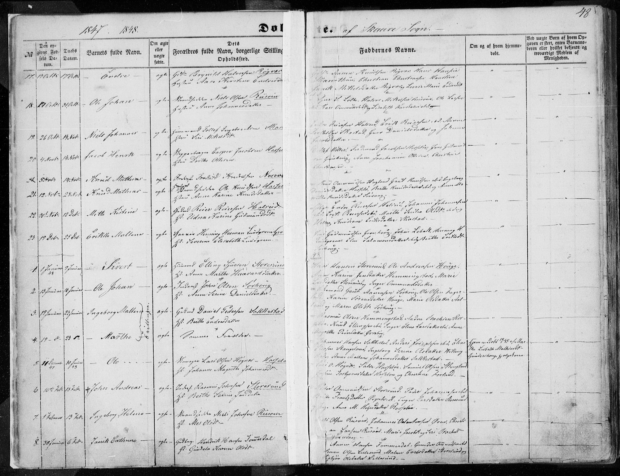 Torvastad sokneprestkontor, AV/SAST-A -101857/H/Ha/Haa/L0009: Parish register (official) no. A 9, 1847-1856, p. 48