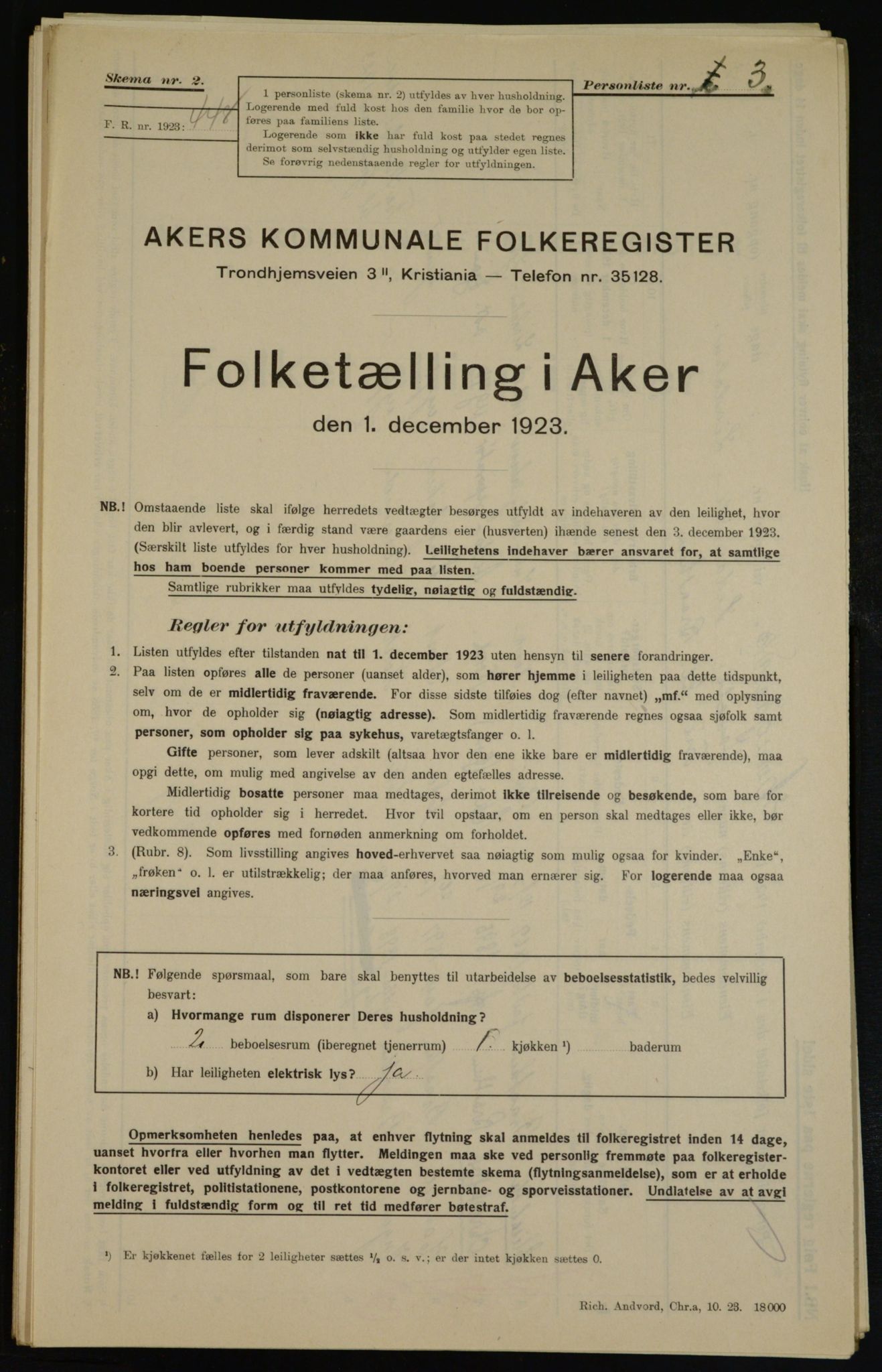 , Municipal Census 1923 for Aker, 1923, p. 39335