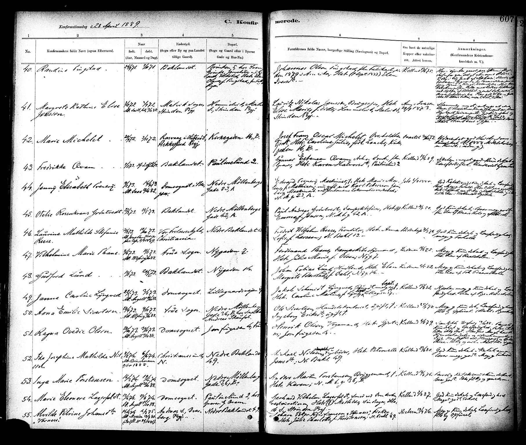 Ministerialprotokoller, klokkerbøker og fødselsregistre - Sør-Trøndelag, AV/SAT-A-1456/604/L0188: Parish register (official) no. 604A09, 1878-1892, p. 607