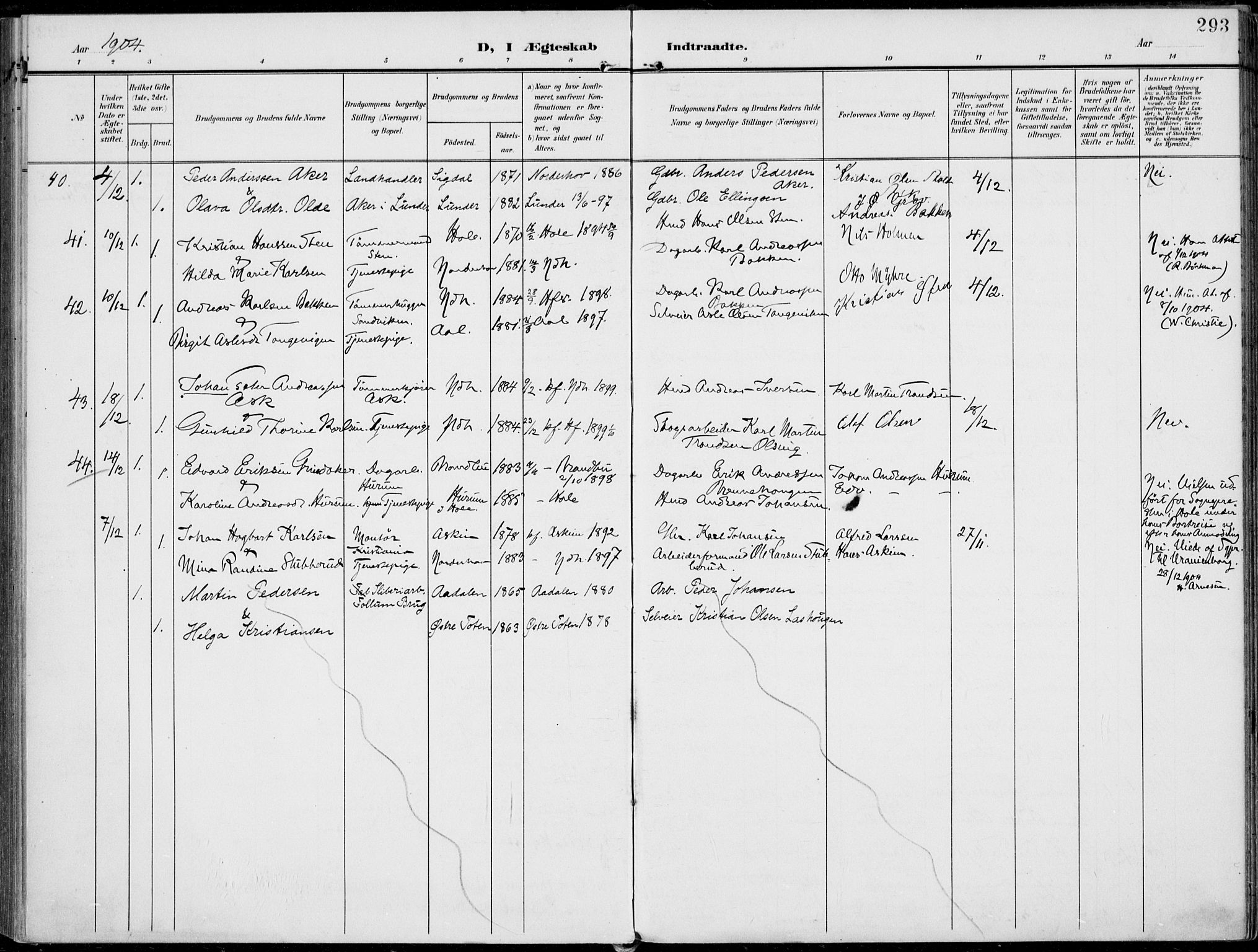 Norderhov kirkebøker, AV/SAKO-A-237/F/Fa/L0017: Parish register (official) no. 17, 1903-1919, p. 293