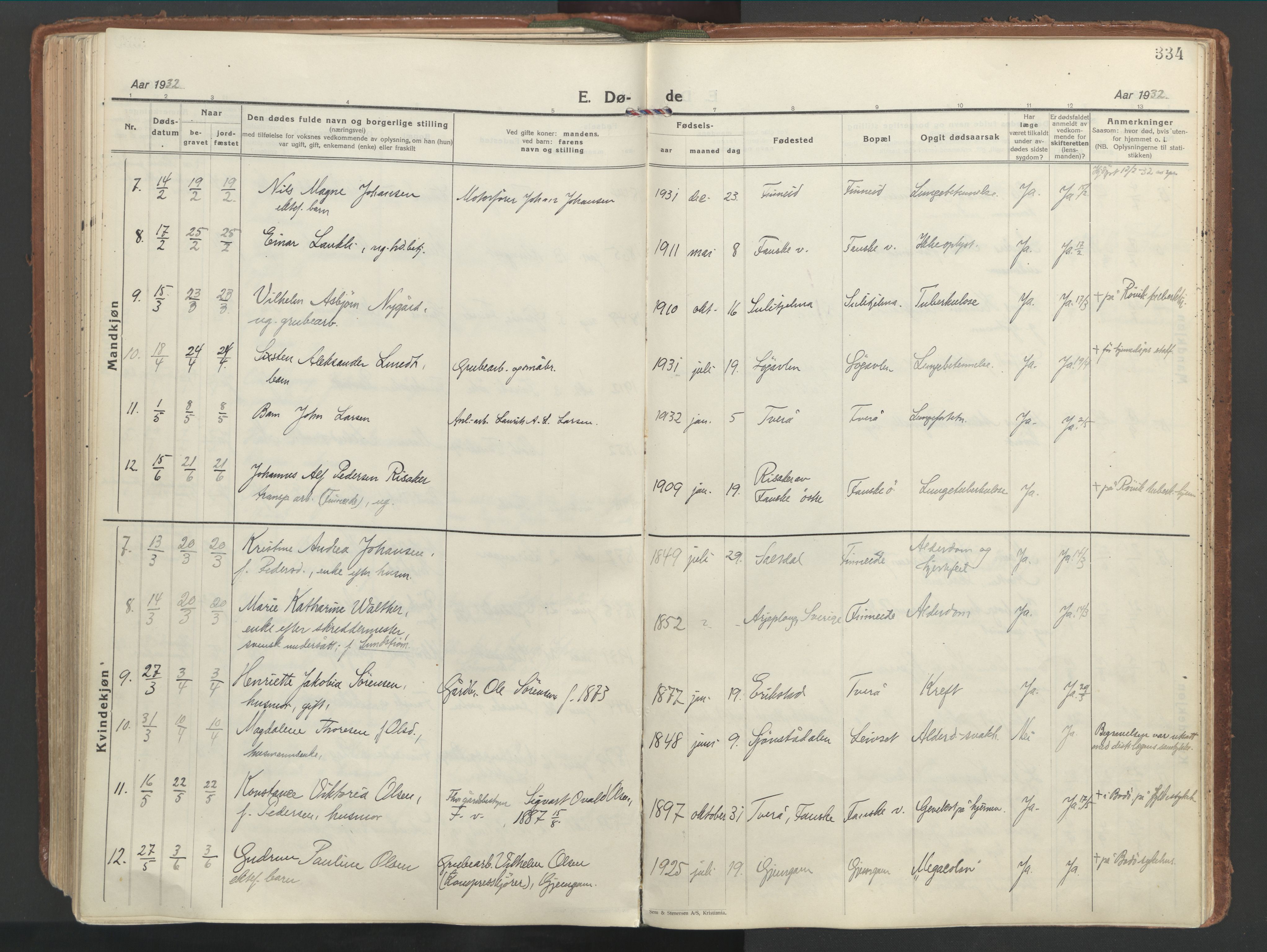 Ministerialprotokoller, klokkerbøker og fødselsregistre - Nordland, AV/SAT-A-1459/849/L0699: Parish register (official) no. 849A10, 1924-1937, p. 334