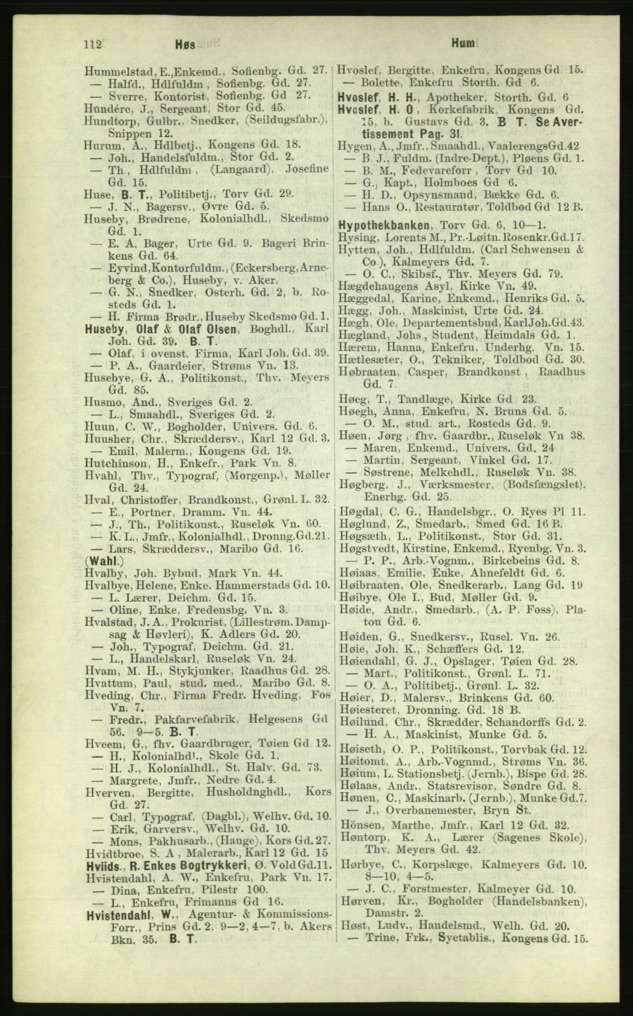 Kristiania/Oslo adressebok, PUBL/-, 1884, p. 112