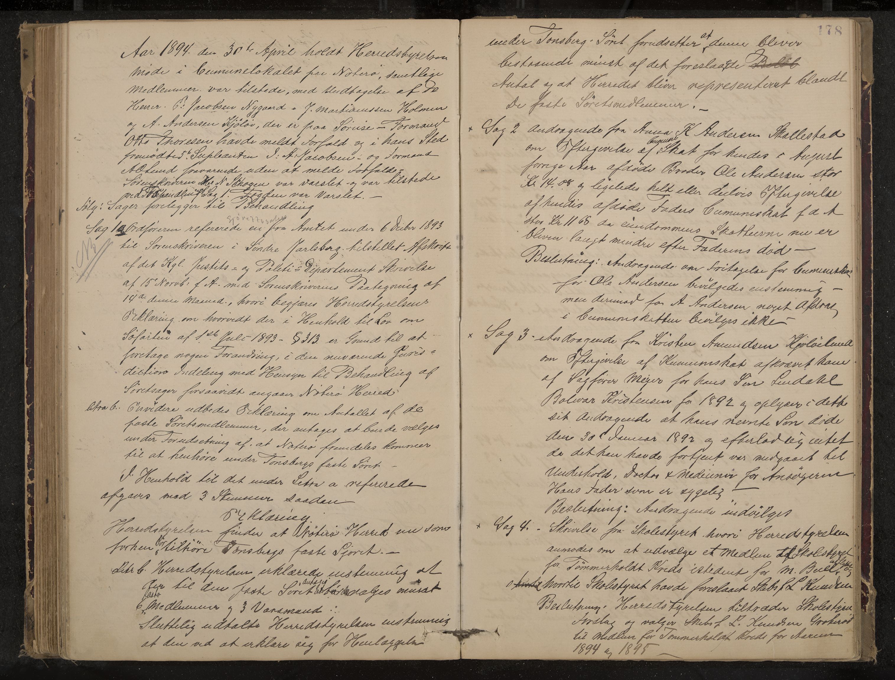 Nøtterøy formannskap og sentraladministrasjon, IKAK/0722021-1/A/Aa/L0004: Møtebok, 1887-1896, p. 178