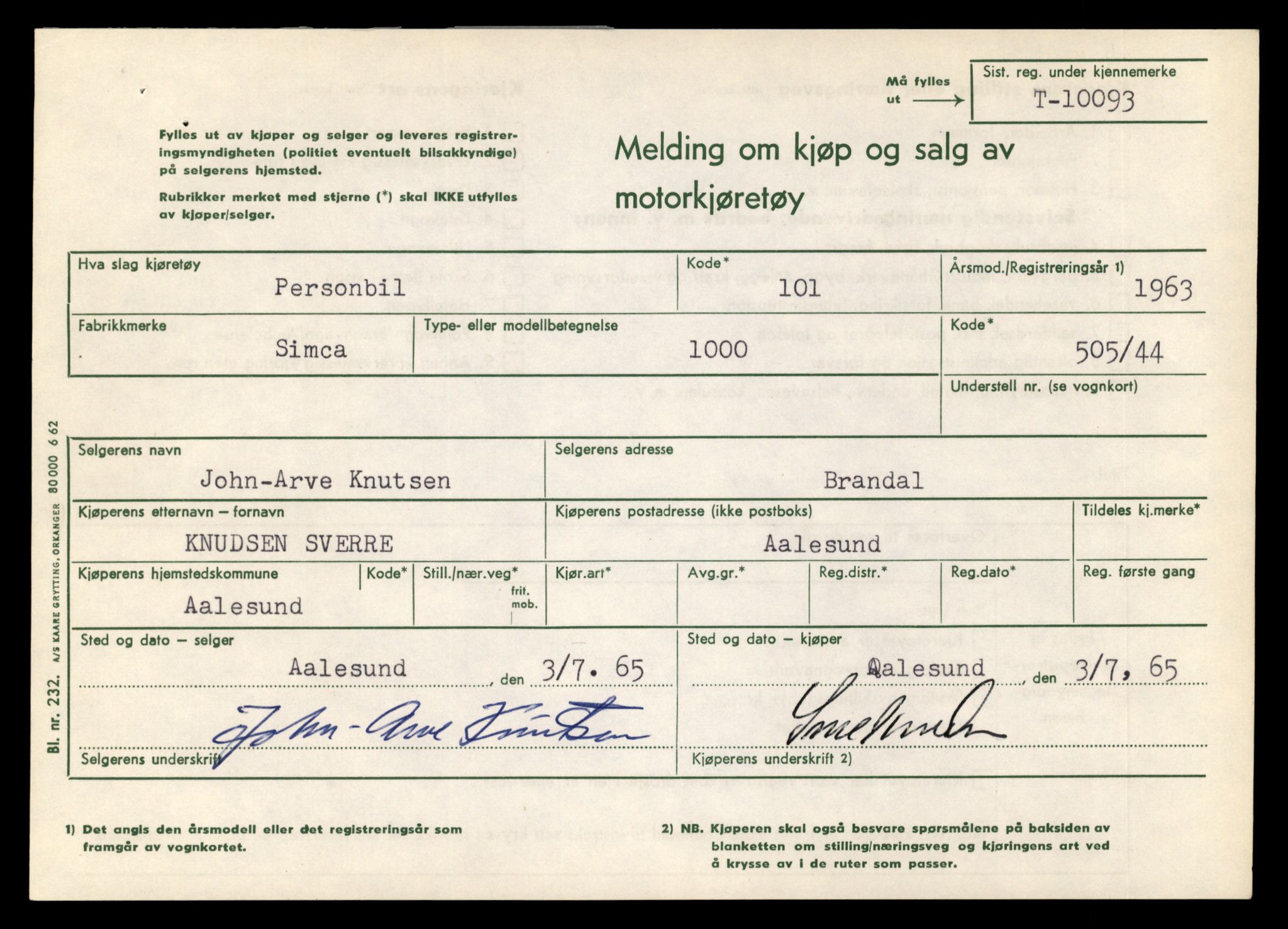 Møre og Romsdal vegkontor - Ålesund trafikkstasjon, SAT/A-4099/F/Fe/L0018: Registreringskort for kjøretøy T 10091 - T 10227, 1927-1998, p. 73
