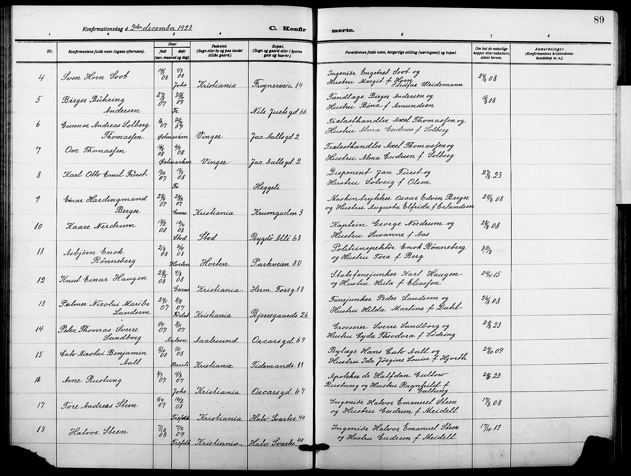 Garnisonsmenigheten Kirkebøker, AV/SAO-A-10846/F/Fa/L0016: Parish register (official) no. 16, 1922-1930, p. 89