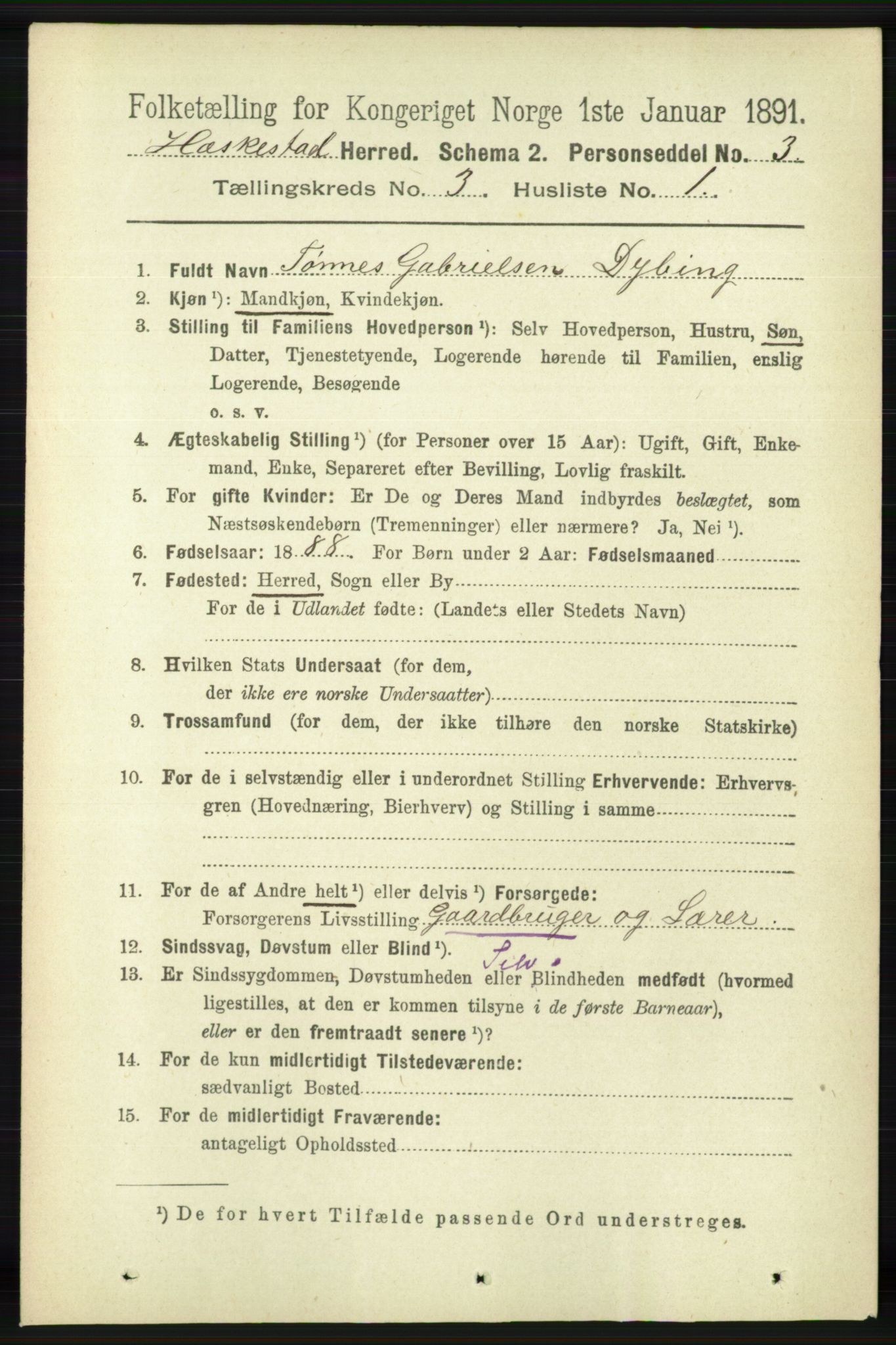 RA, 1891 census for 1113 Heskestad, 1891, p. 410